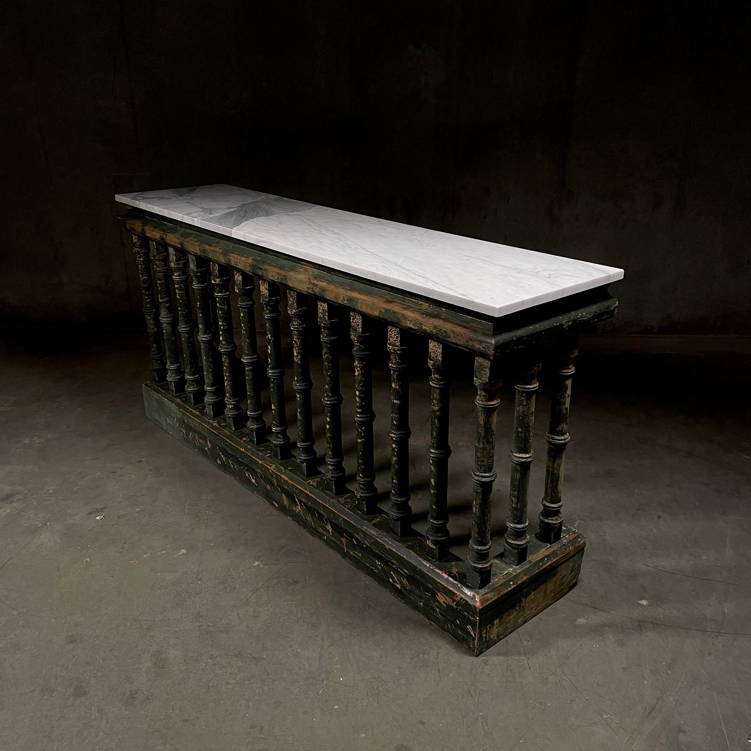 Console Balustrade Table with Marble Top