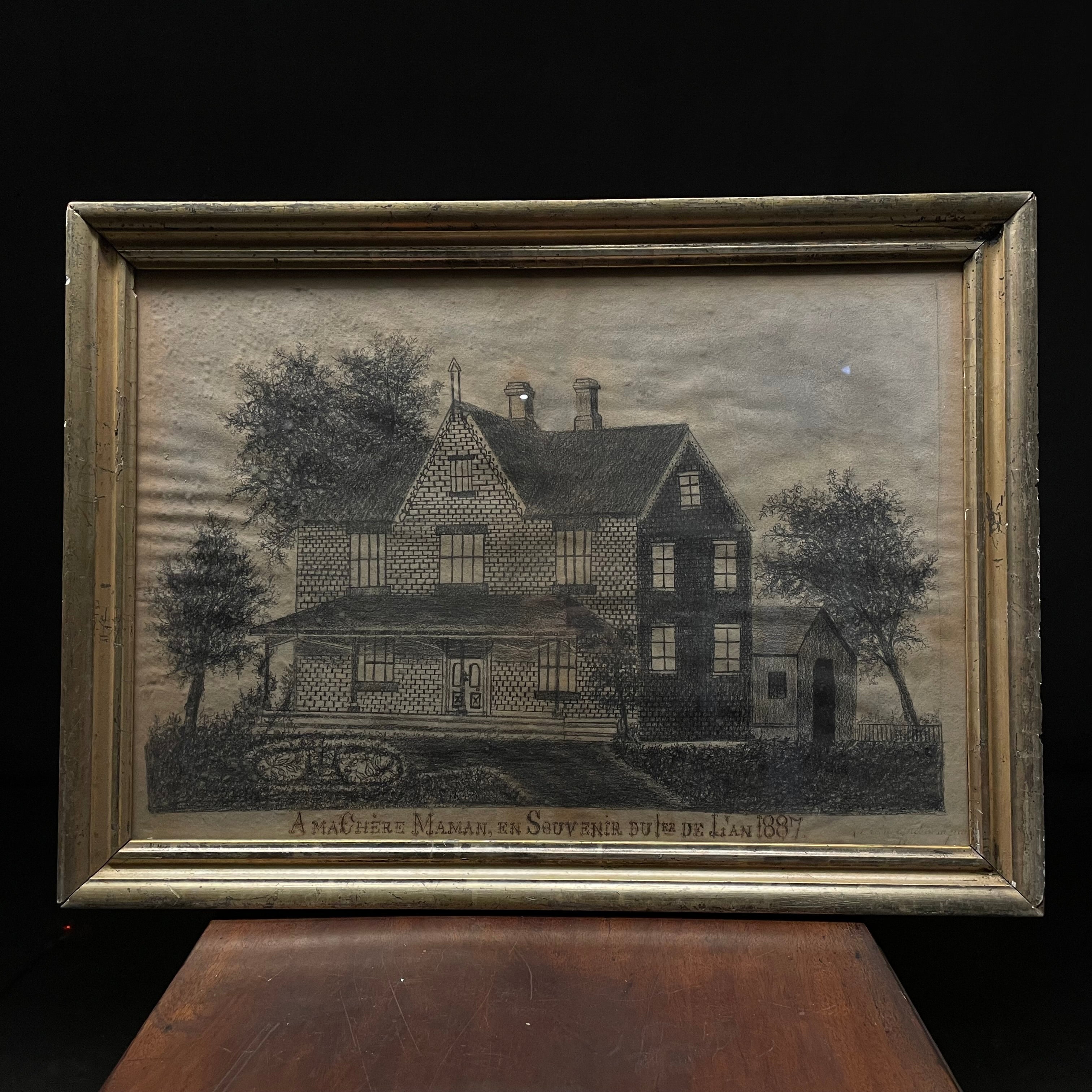 19th century house sketch Drawing dated 1881