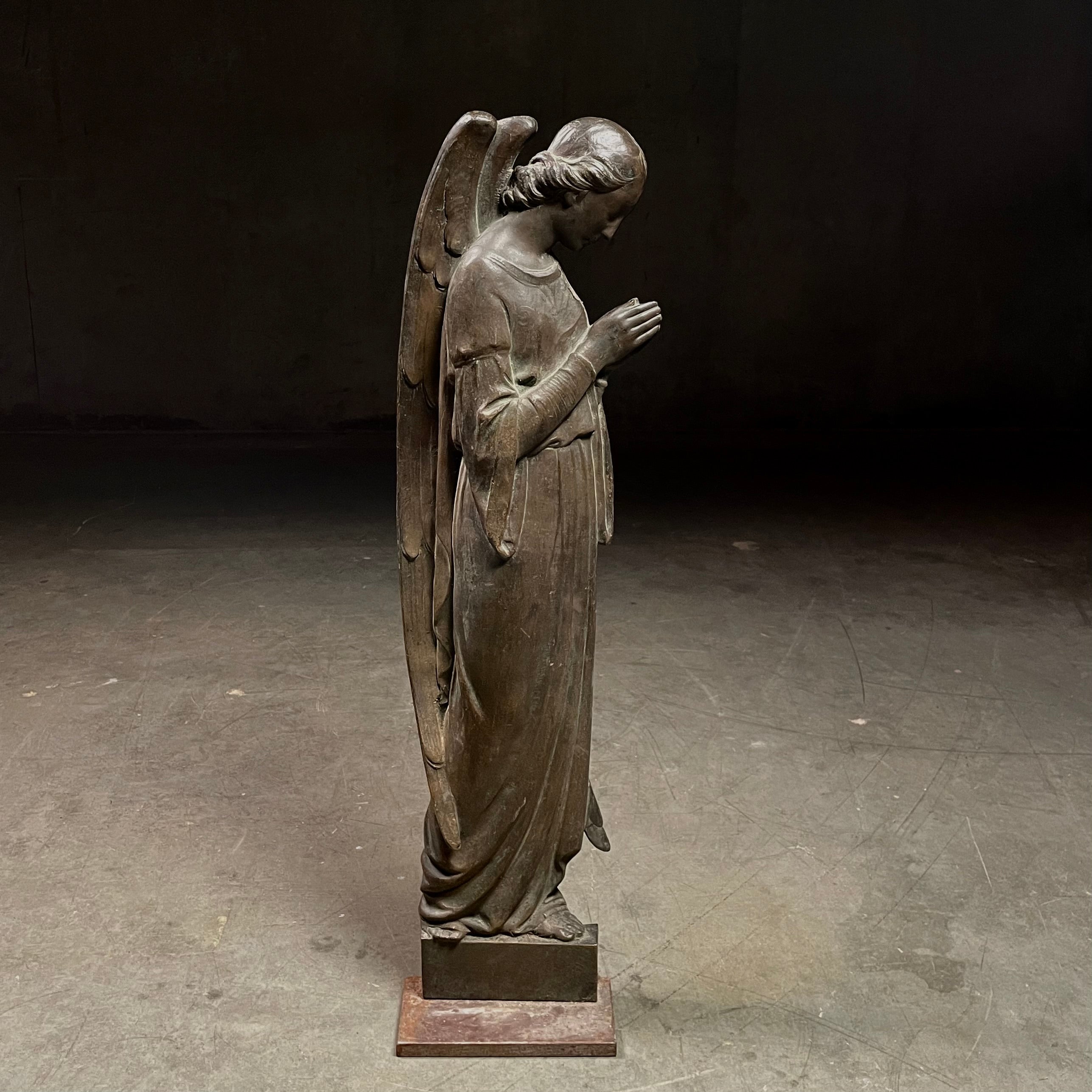 19th Century Solid Bronze Angel Profile Statue