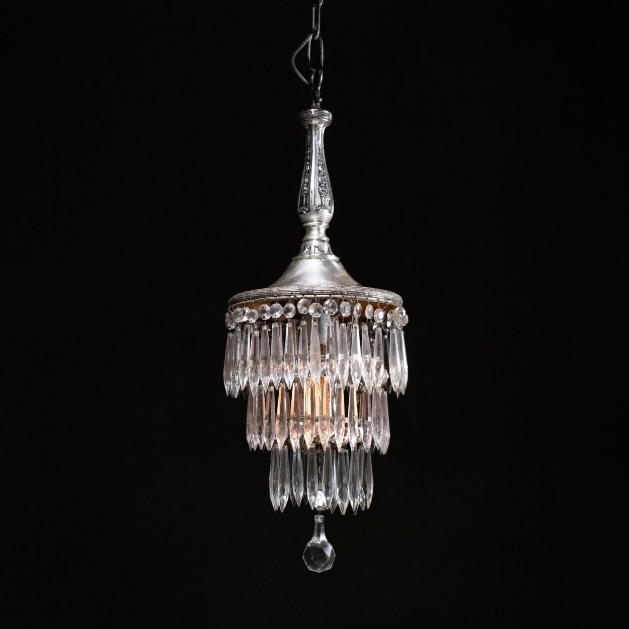 1920 Silver Chandelier Wedding Cake Style Pendant Light