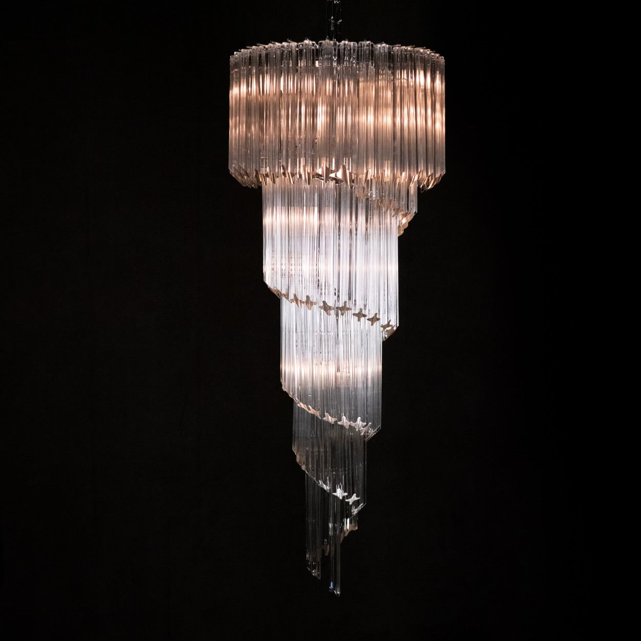 Italian Paolo Venini (Italian, 1865-1959) Murano, Italy, Mid-Century Modern Monumental Glass Chandelier