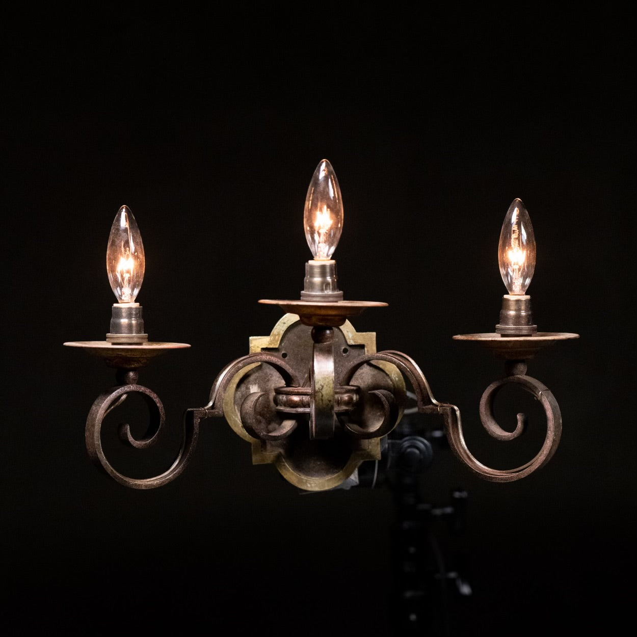 1920 Brass French Cast Iron Sconce Lights