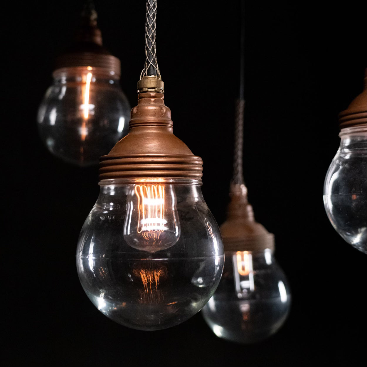 Circa 1920 Copper Benjamin Pendant Lights