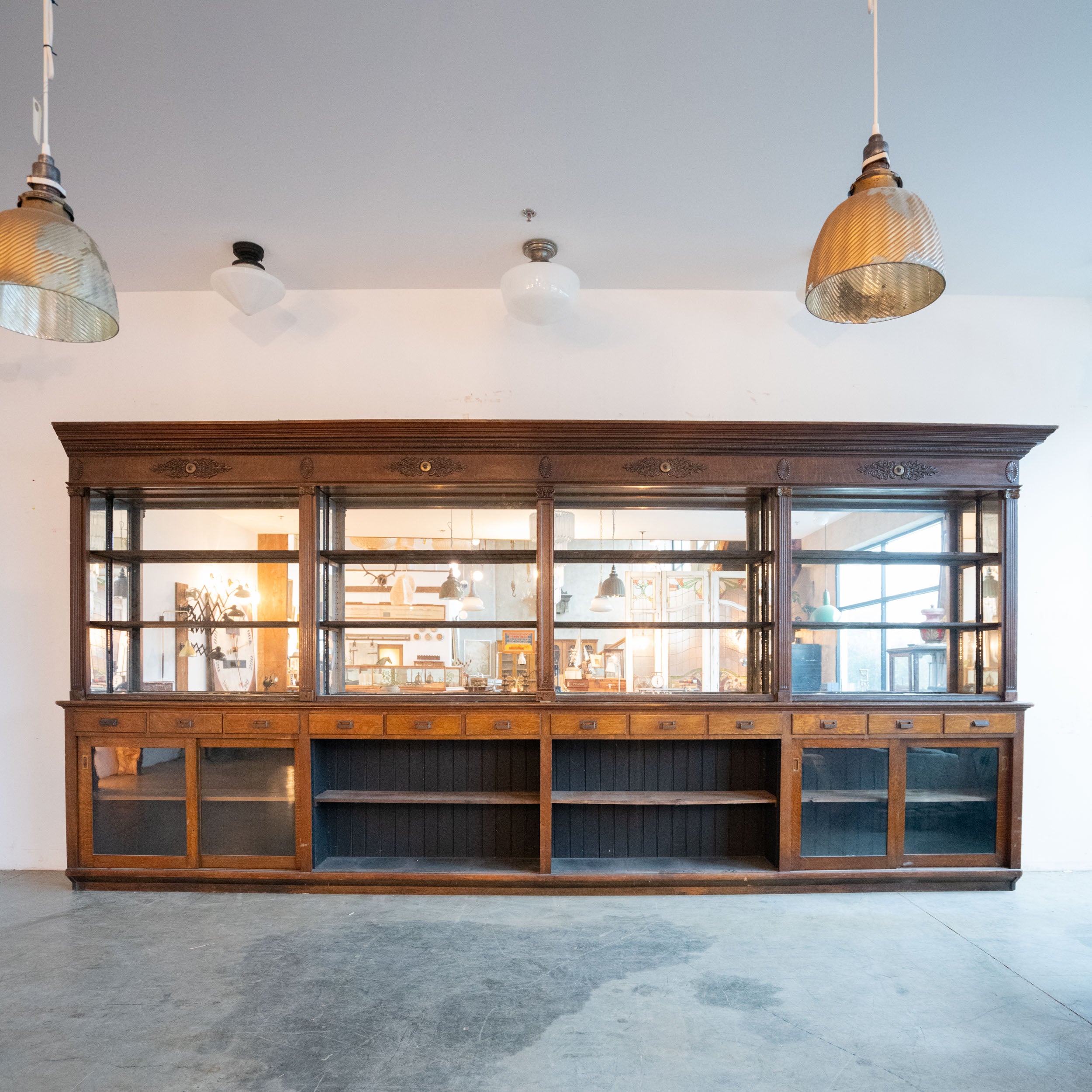 19th Century 16 Ft Oak Backbar