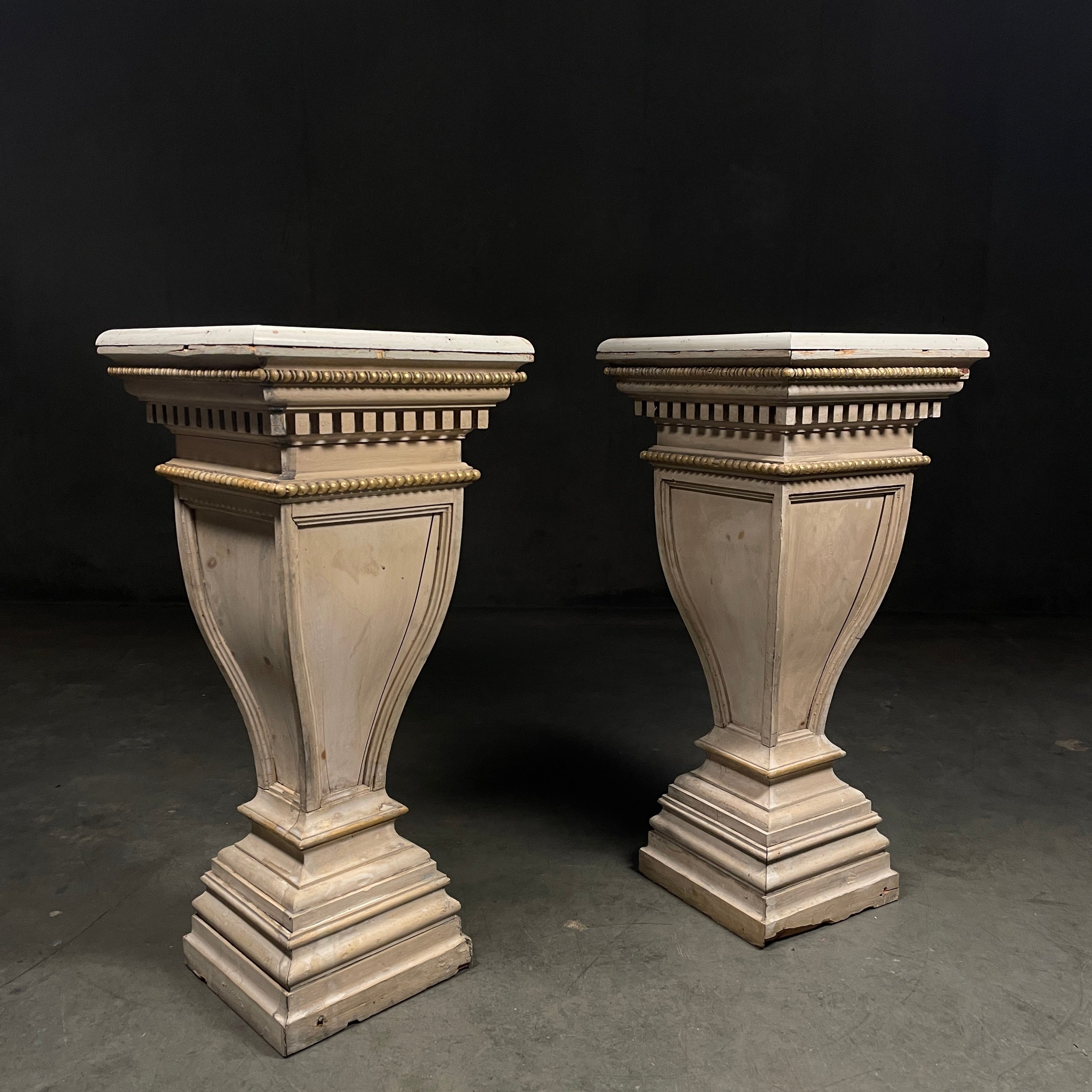 1890 architectural Pair of Wooden pedestals