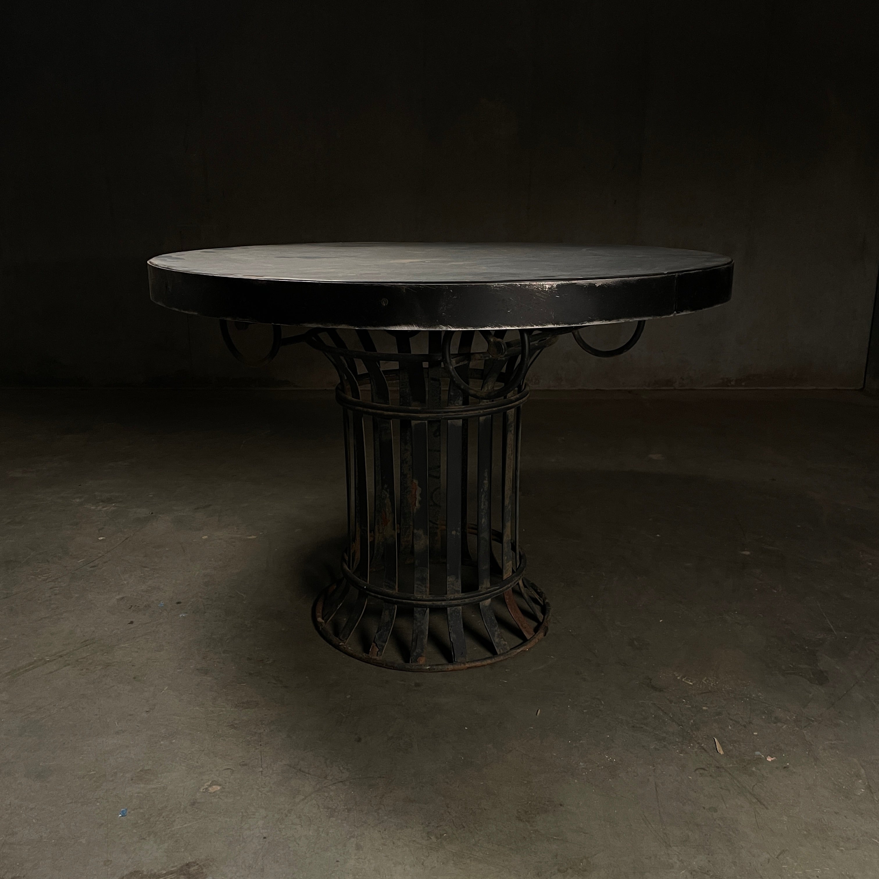 1920 Cast Iron garden Table with Slate Stone Top