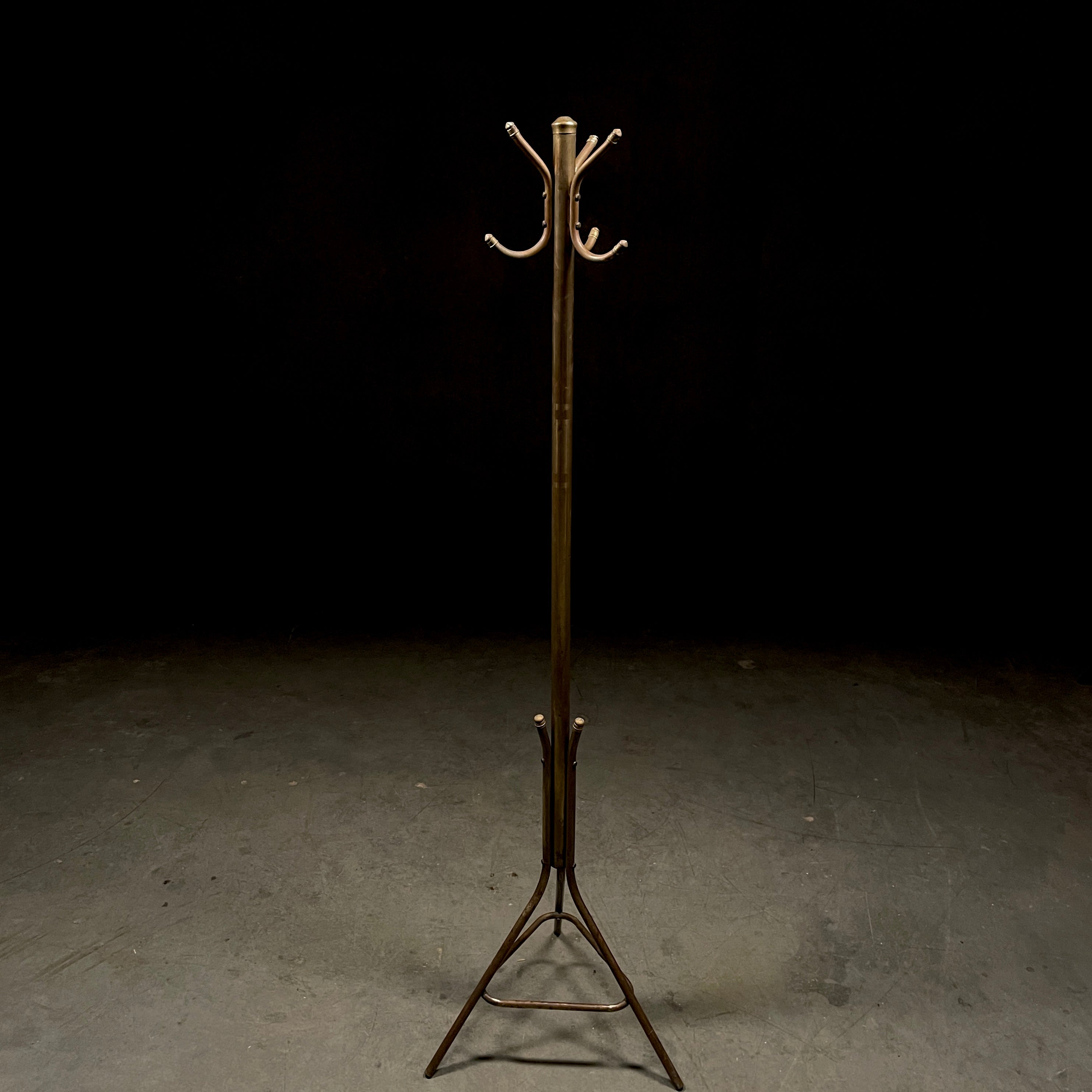 1940 Free Standing Brass Coat Rack Hall Tree