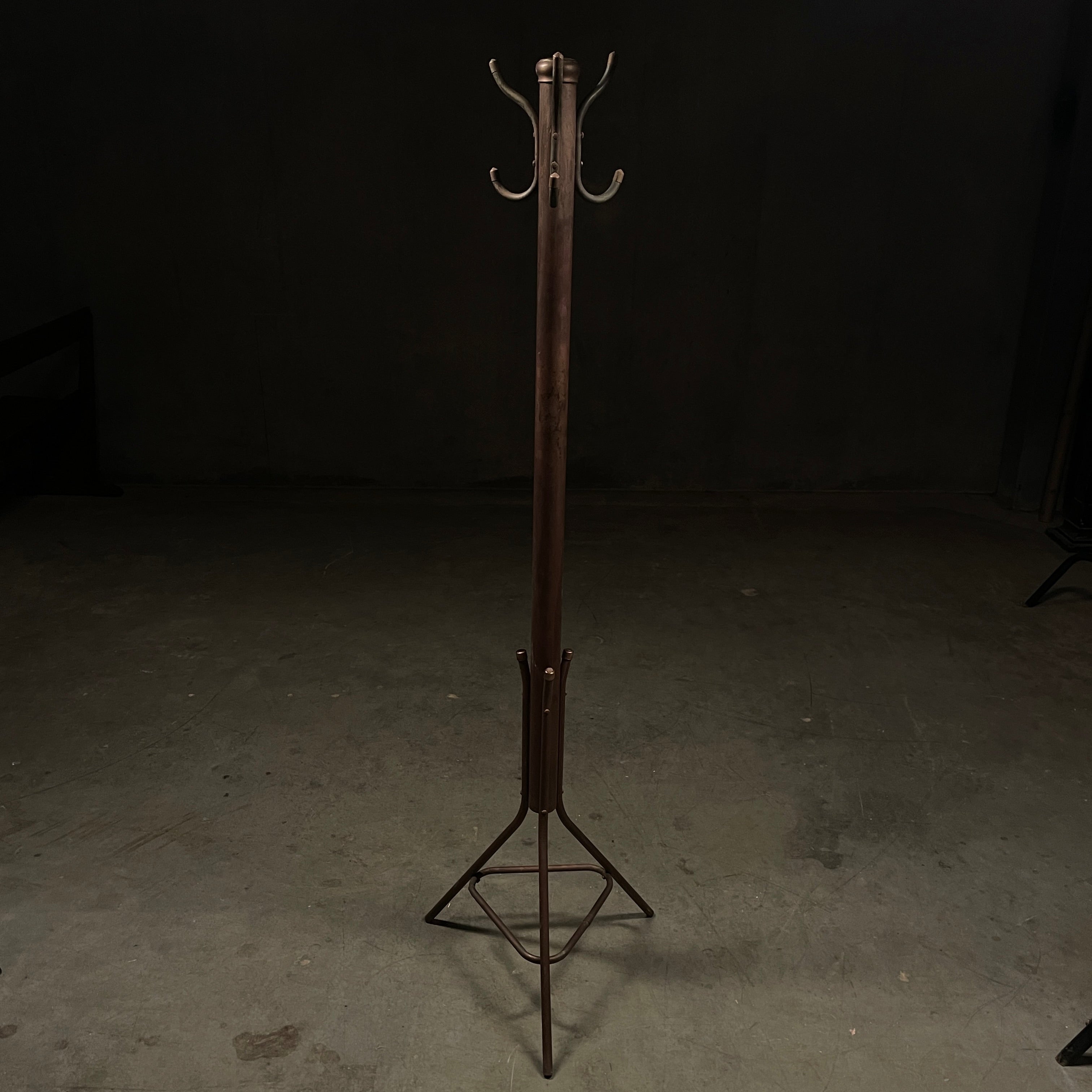 1940 Free Standing Copper Coat Rack Hall Tree