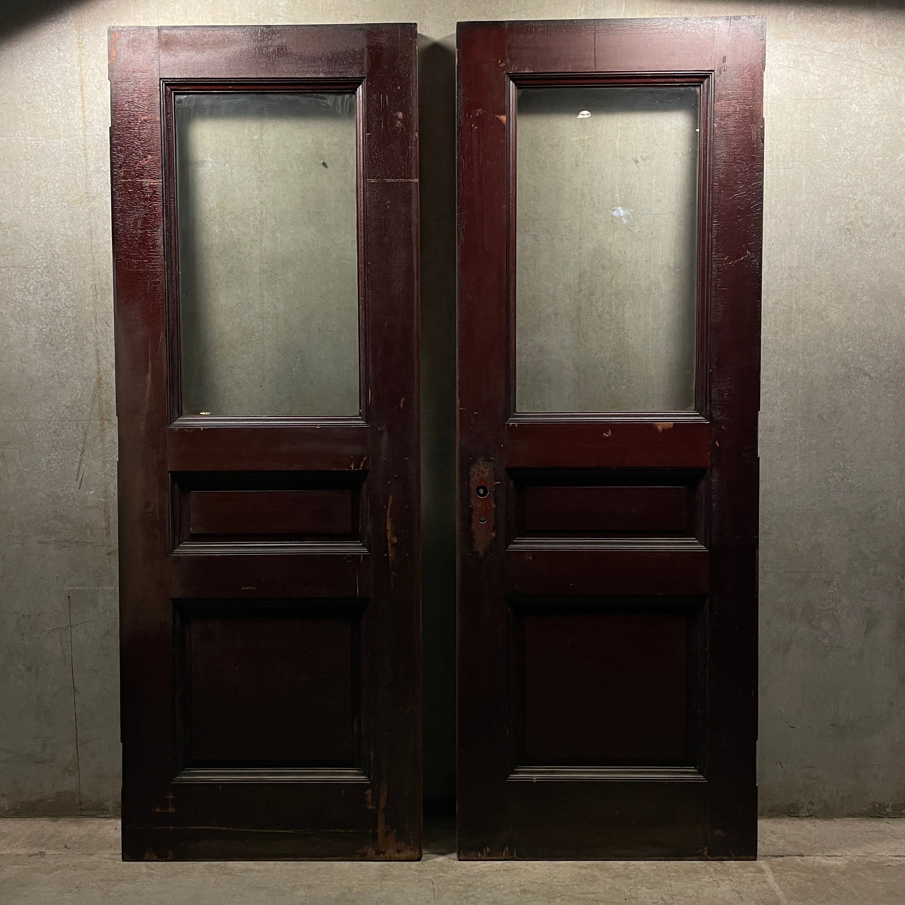 1890 Large Wooden Entry Doors in Original Finish