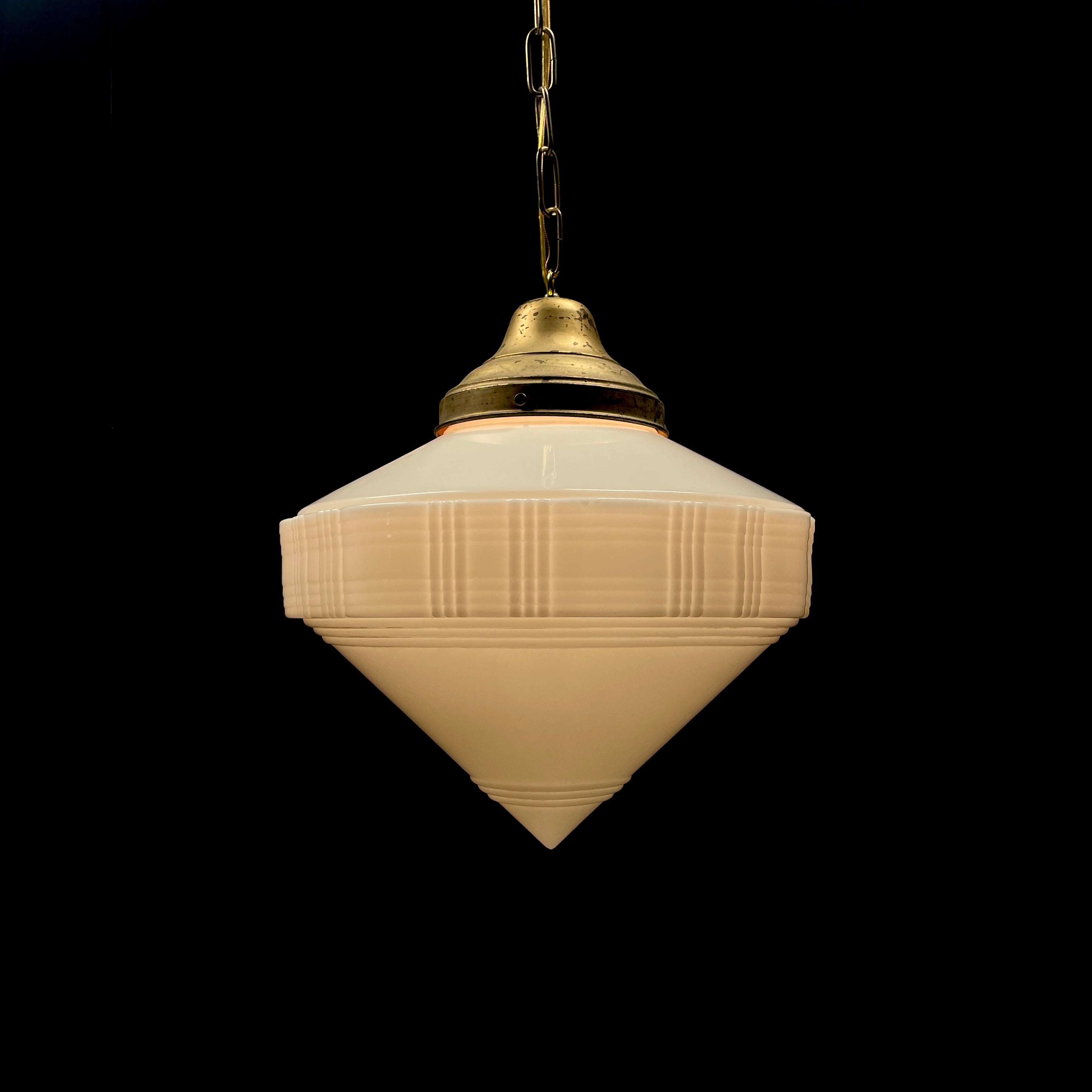 1920 Large Brass Art Deco Pendant Light