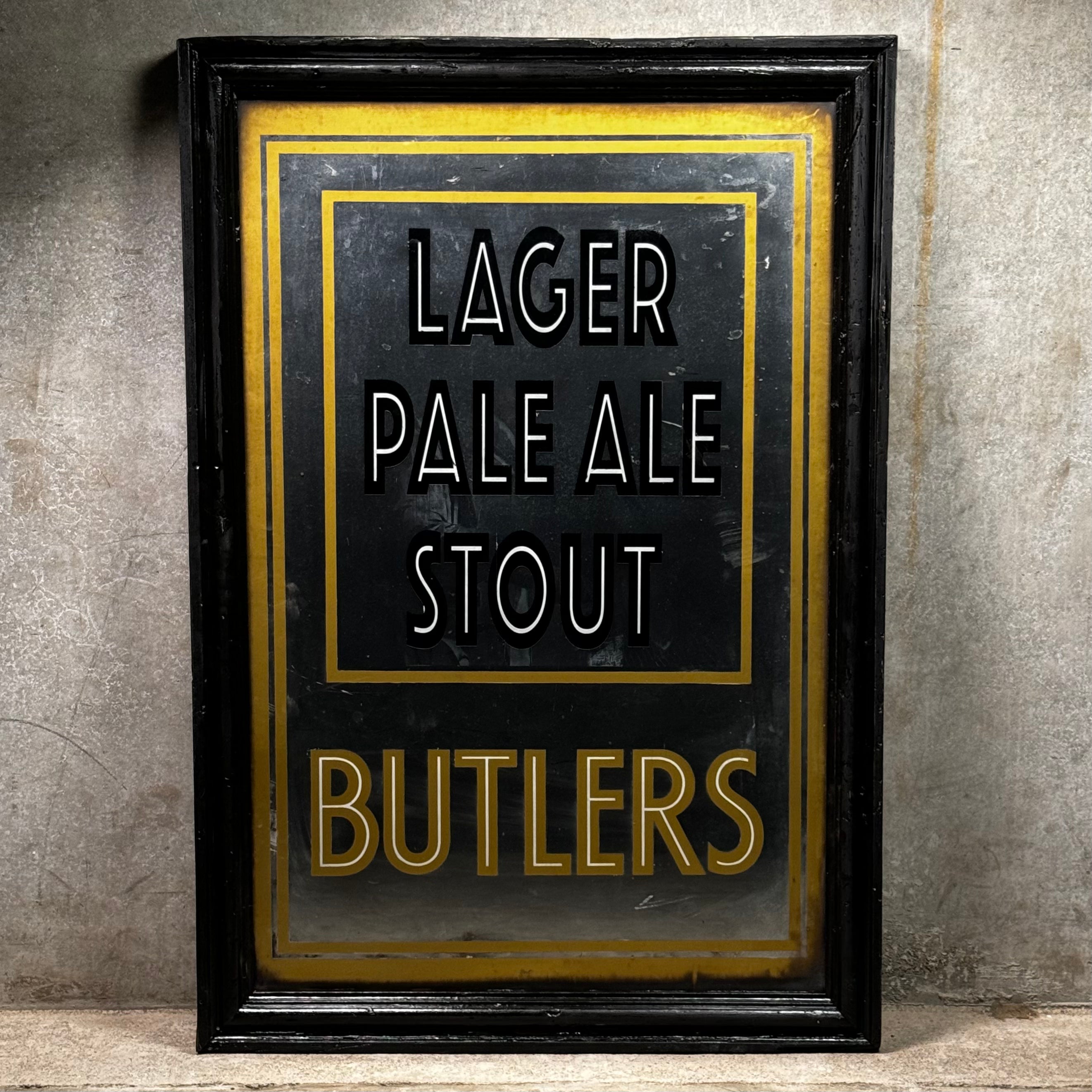 Lager, Pale Ale, Stout, Butlers Mirrored Sign