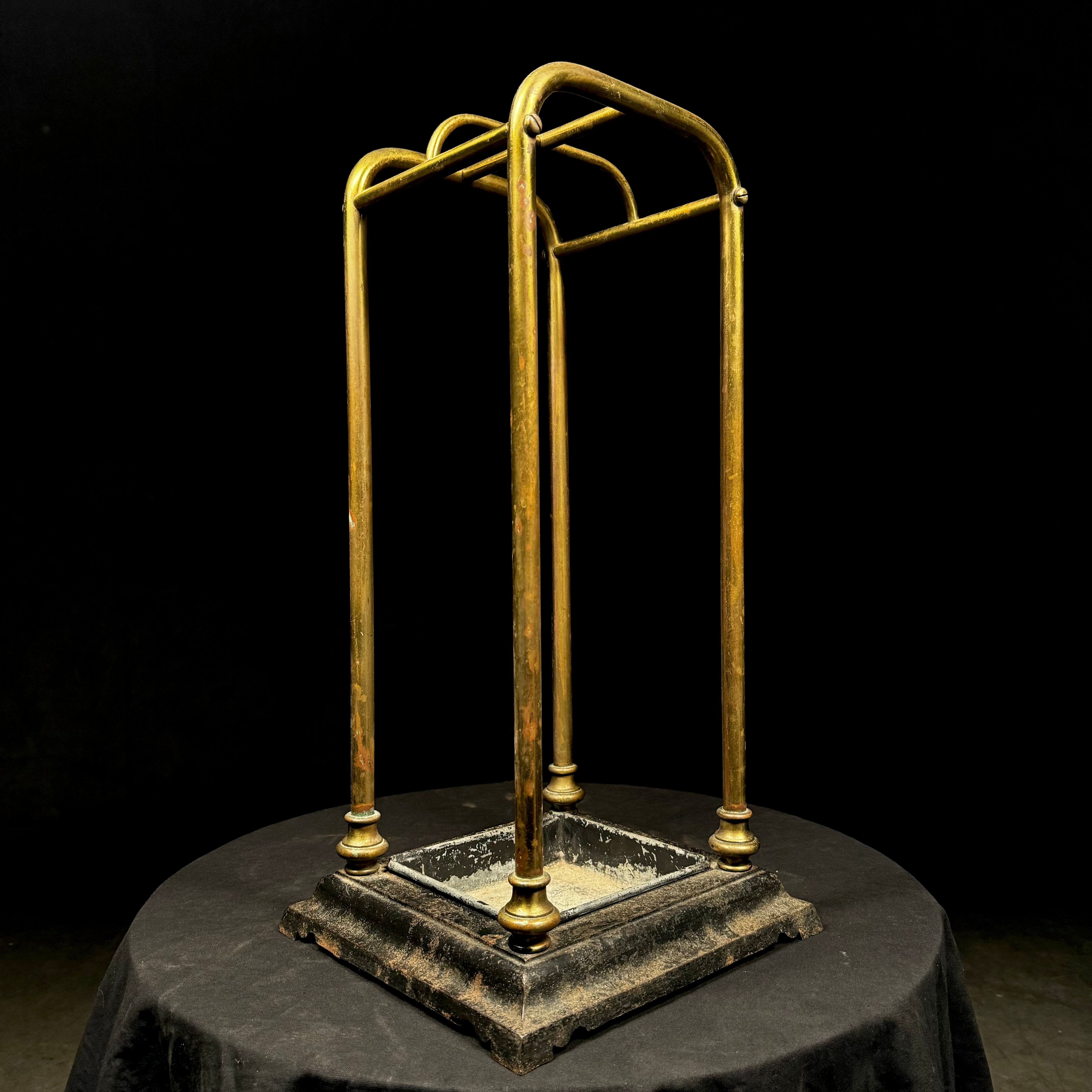 Edwardian Brass Cast Iron Walking Stick, Cane, & Umbrella Stand