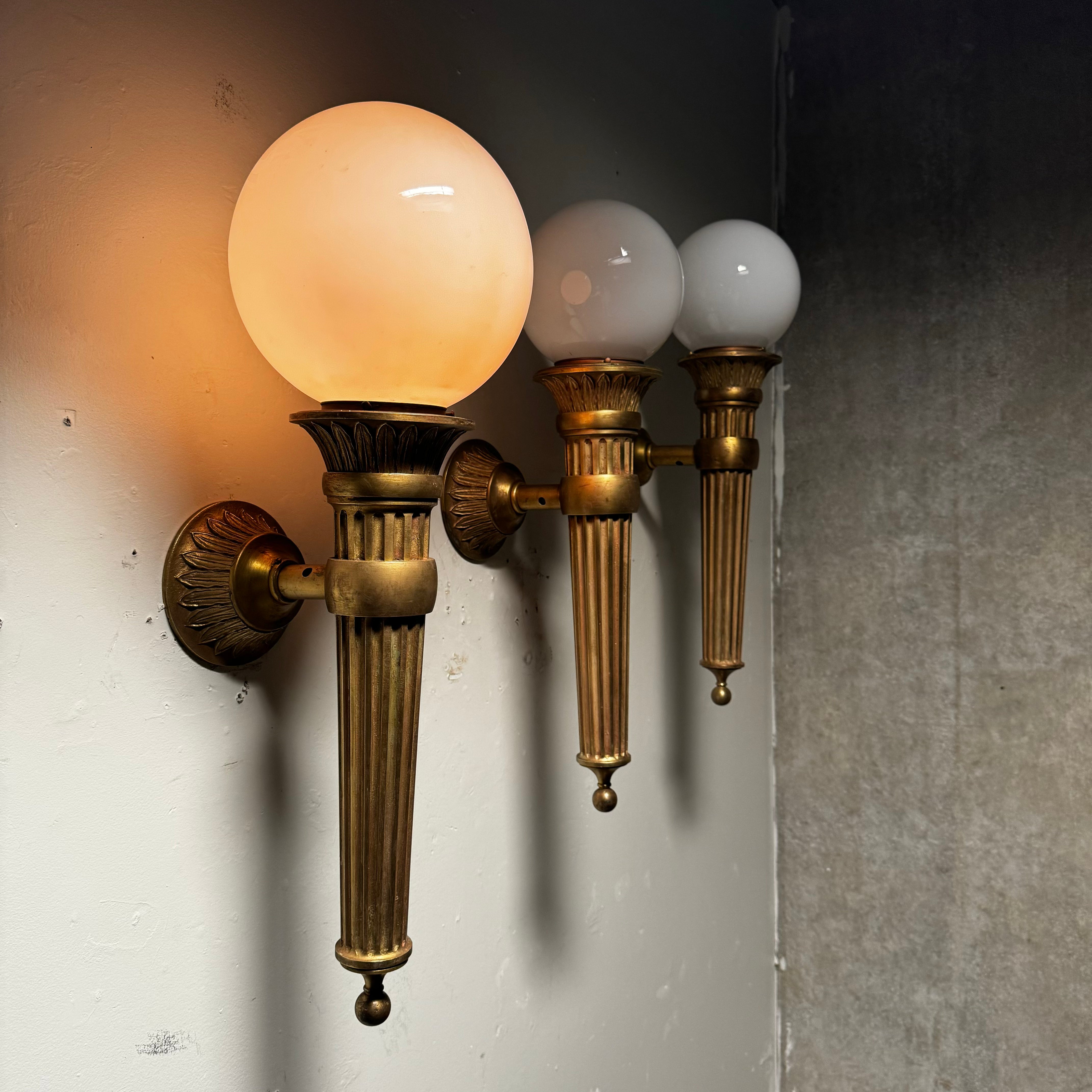 1910 Set of Four american solid Brass exterior Sconces lights