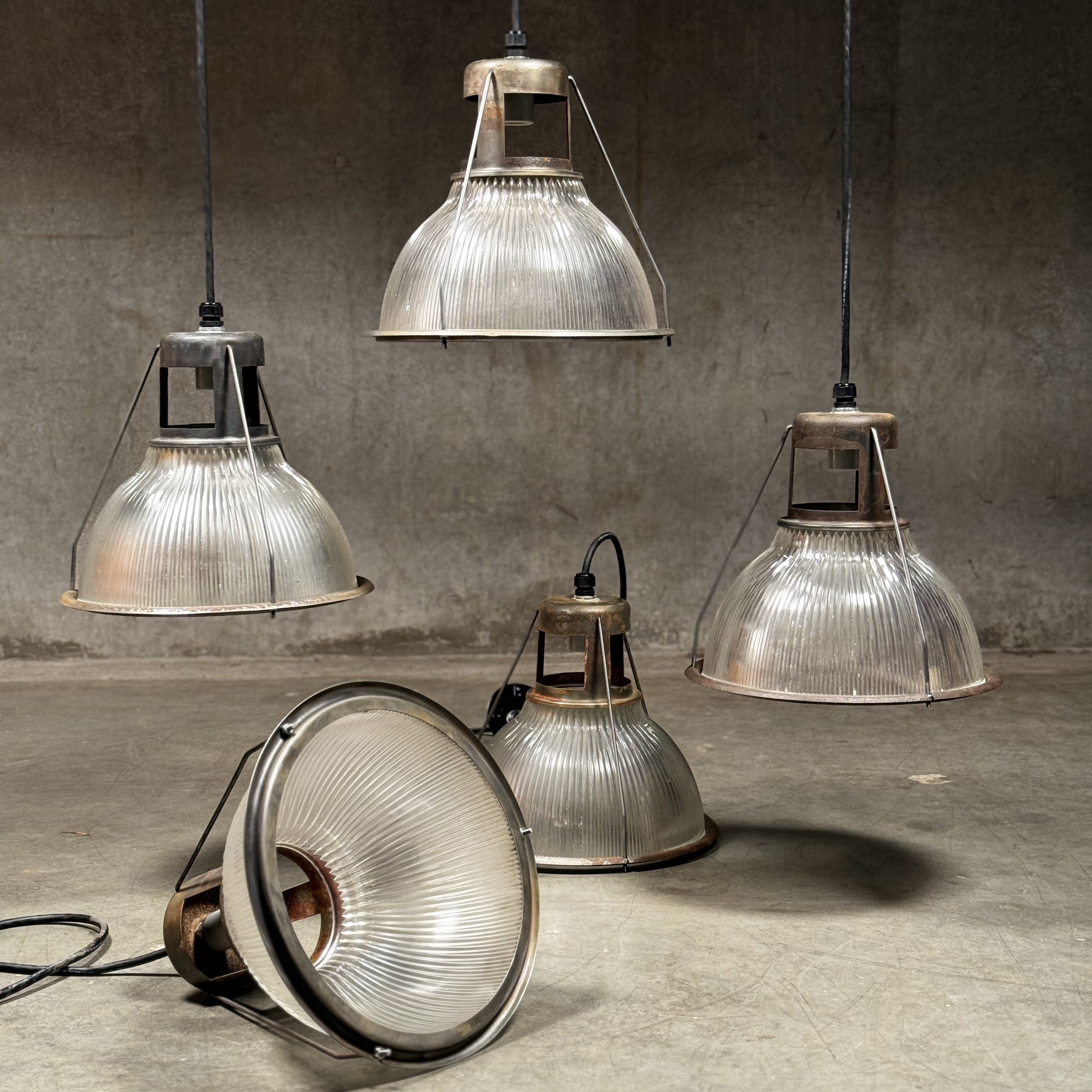 1950 industrial Holophane Pendant lights