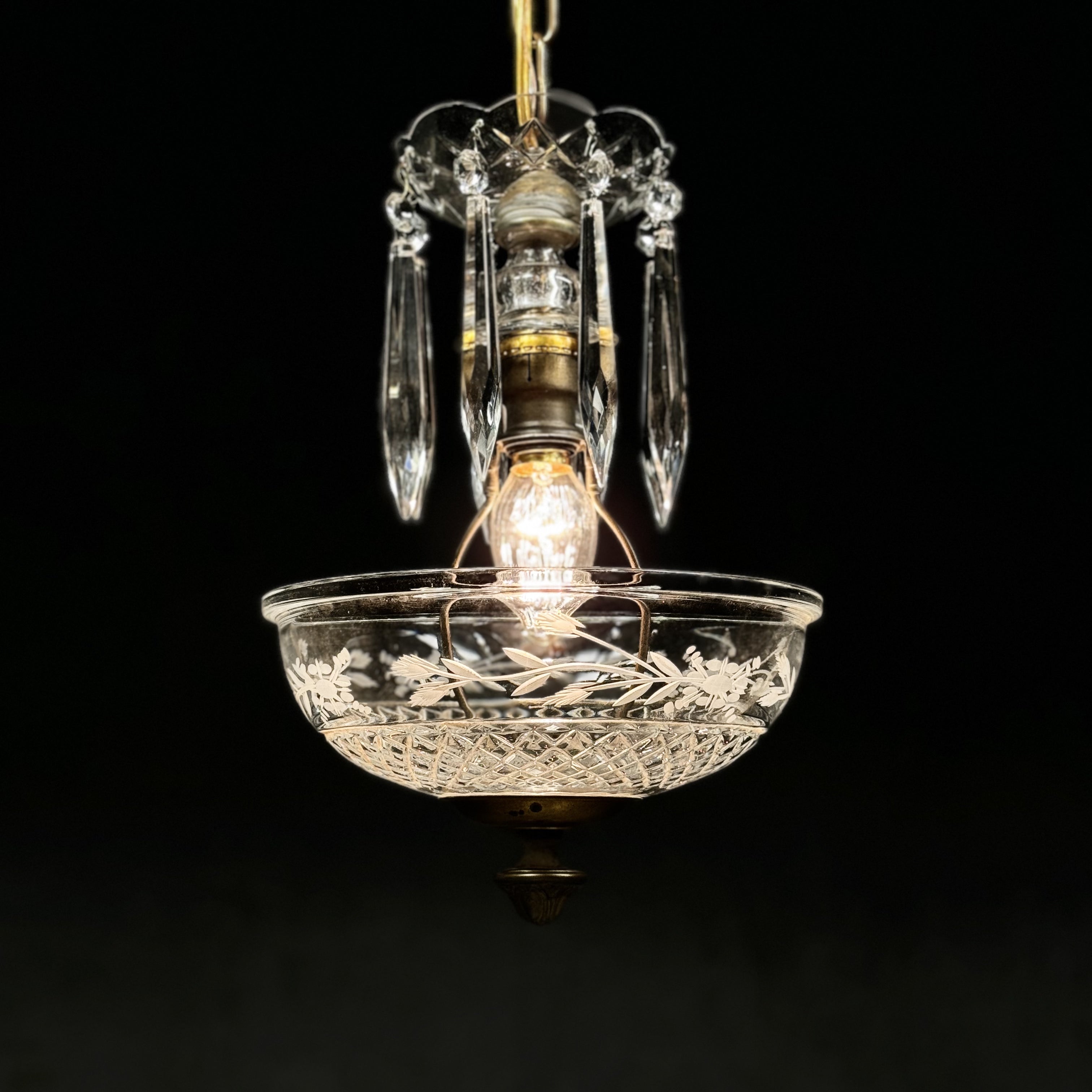 1930 Petite Crystal Bowl Chandelier