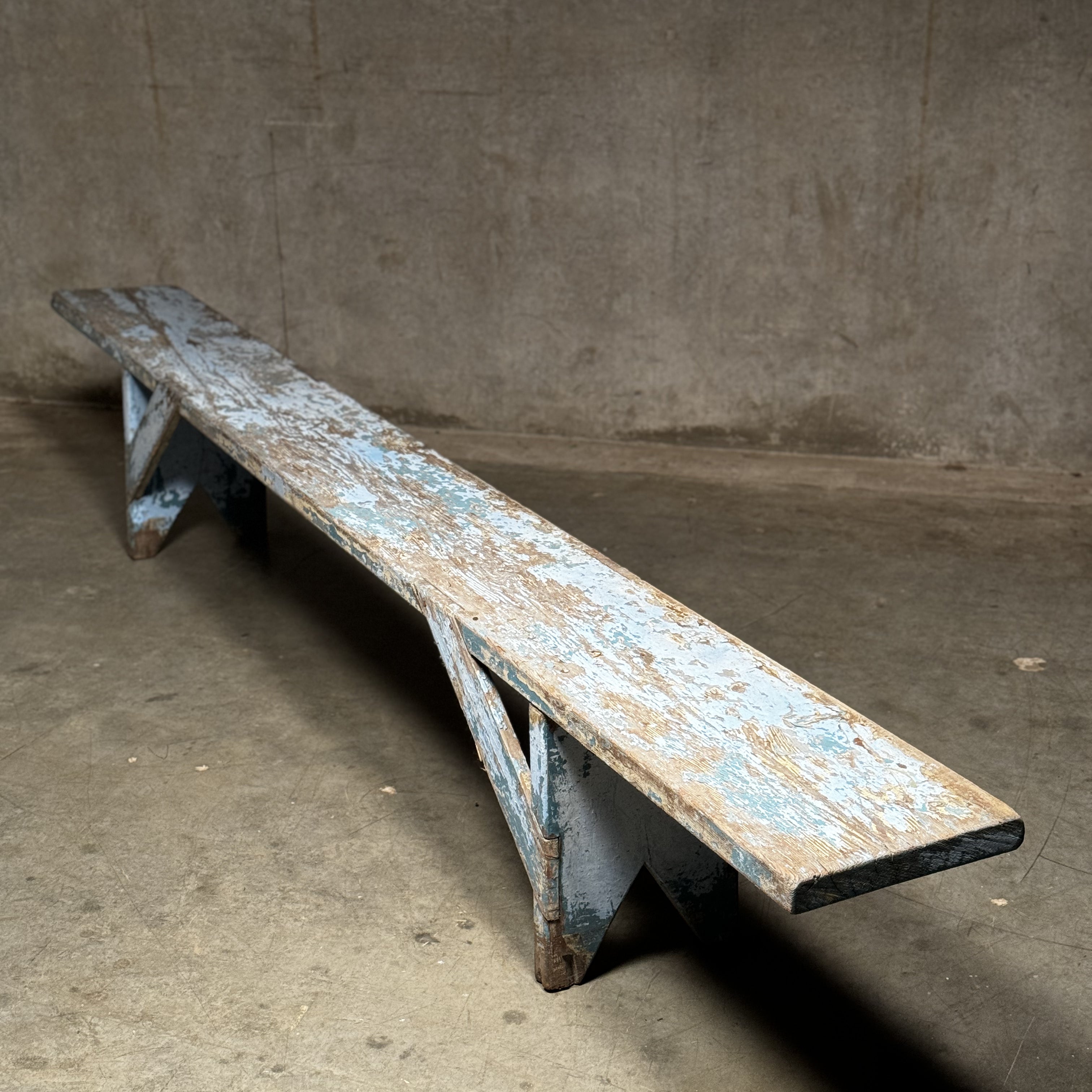 10 Foot Blue Mennonite Wood Communal Bench