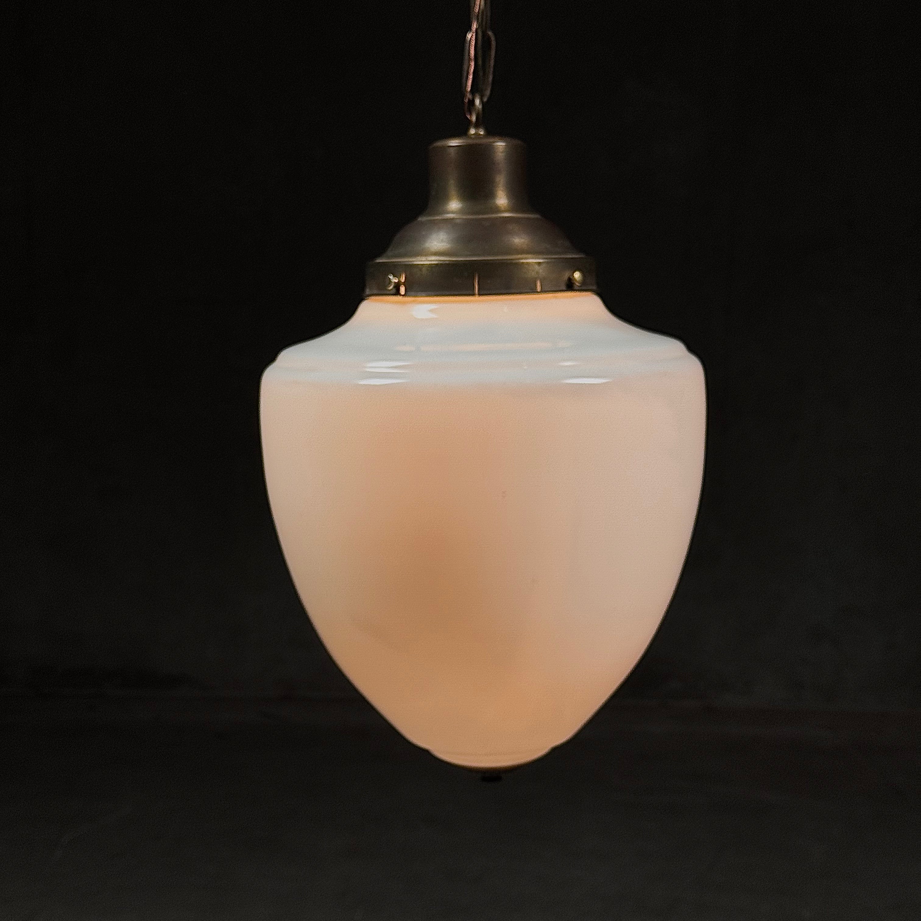 1910  Milk glass Acorn Pendant Light