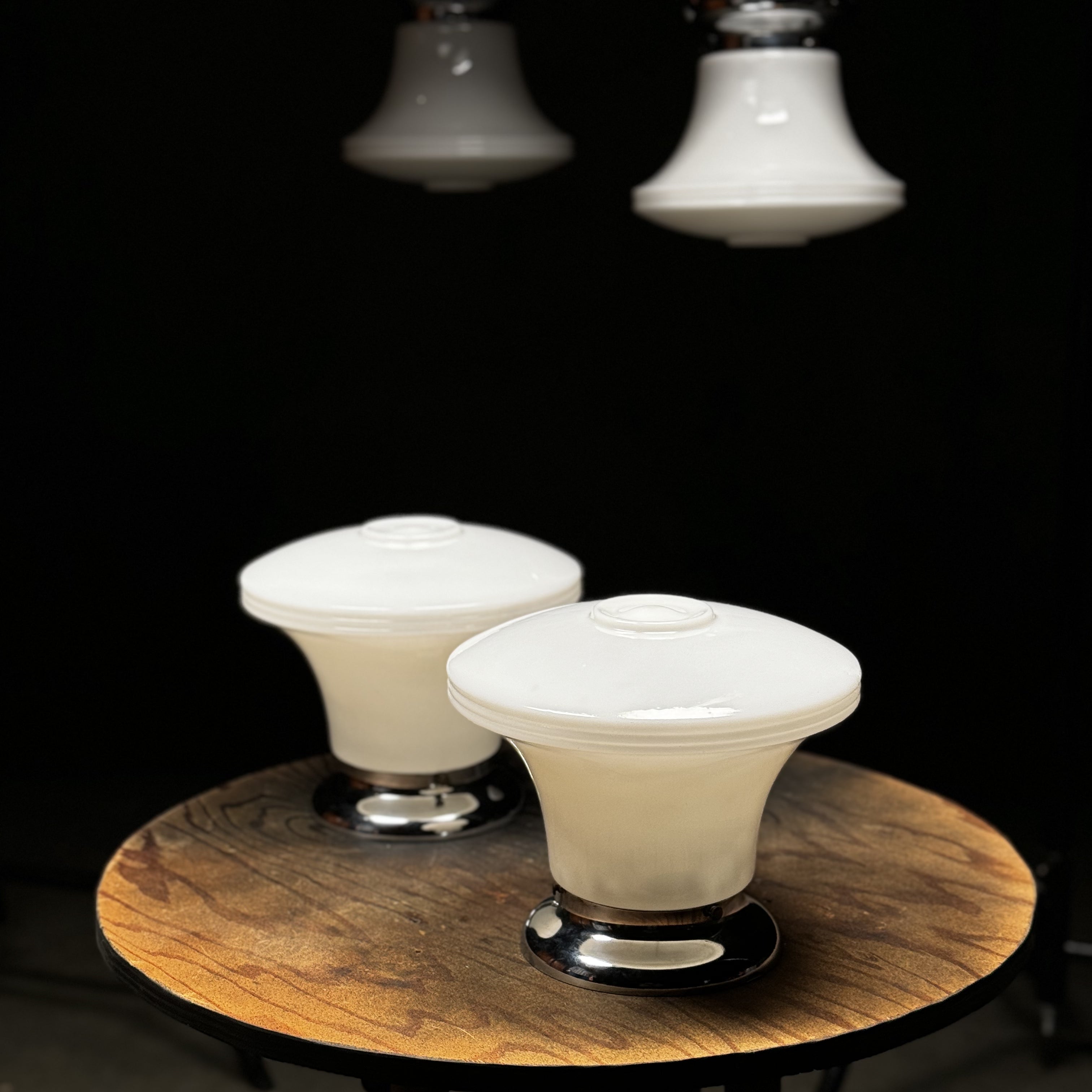 1930 Flush Mount Milk Glass Lights