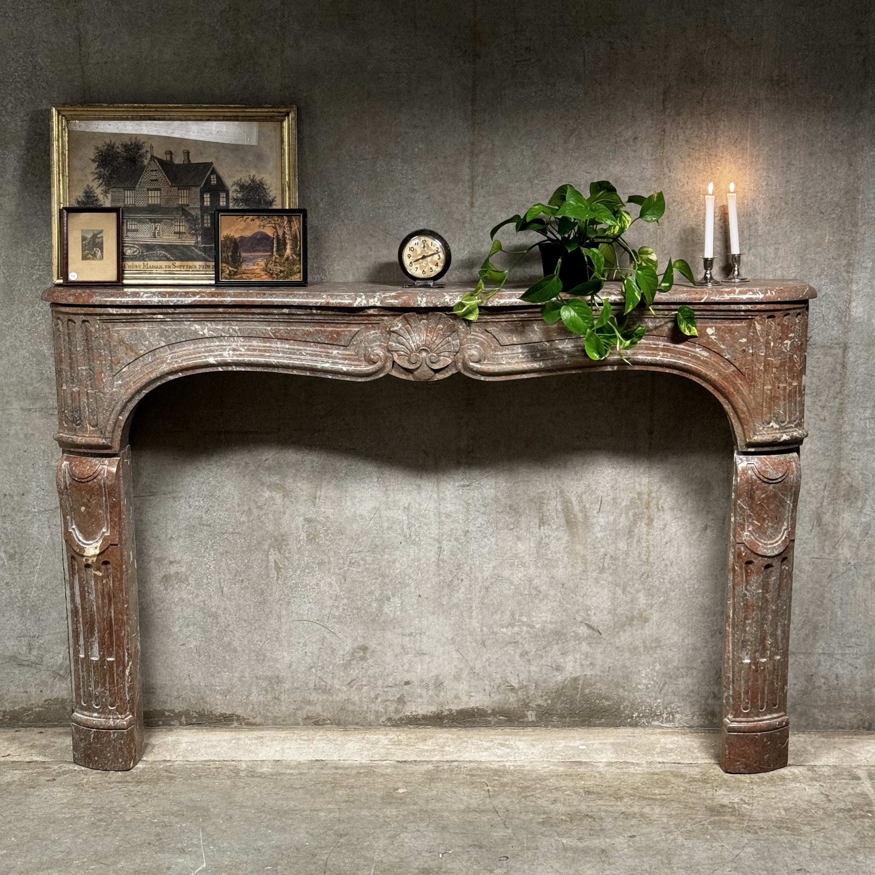 19th Century French Antique Marble Mantel Fireplace Surround