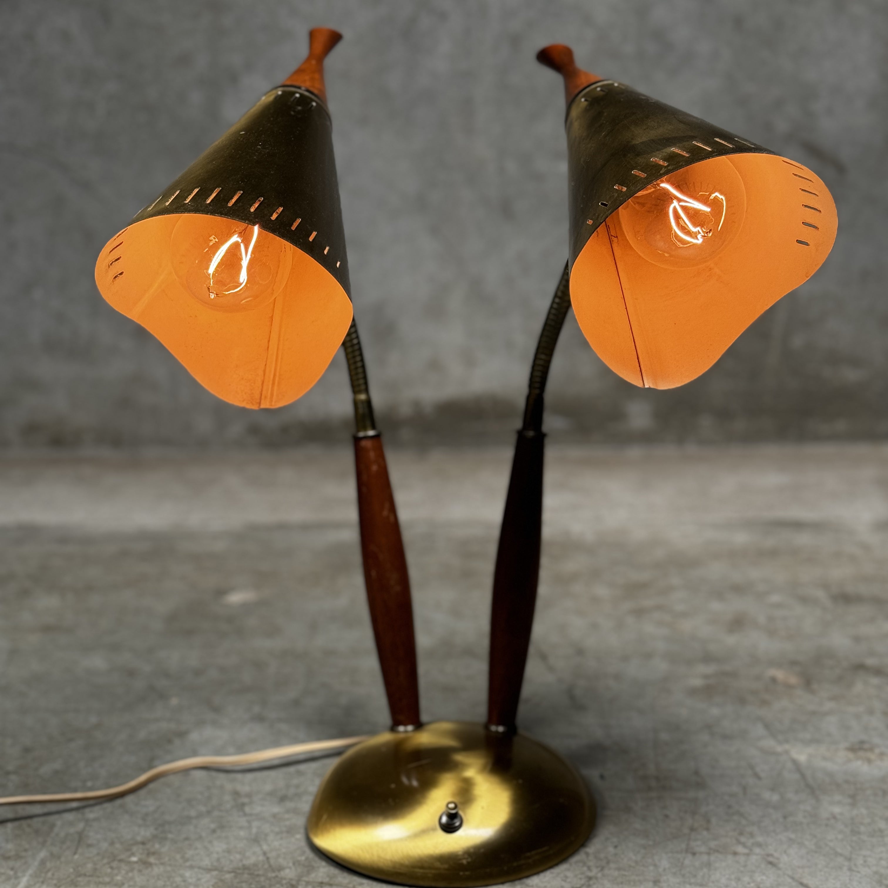 Mid Century Double Gooseneck Table Lamp