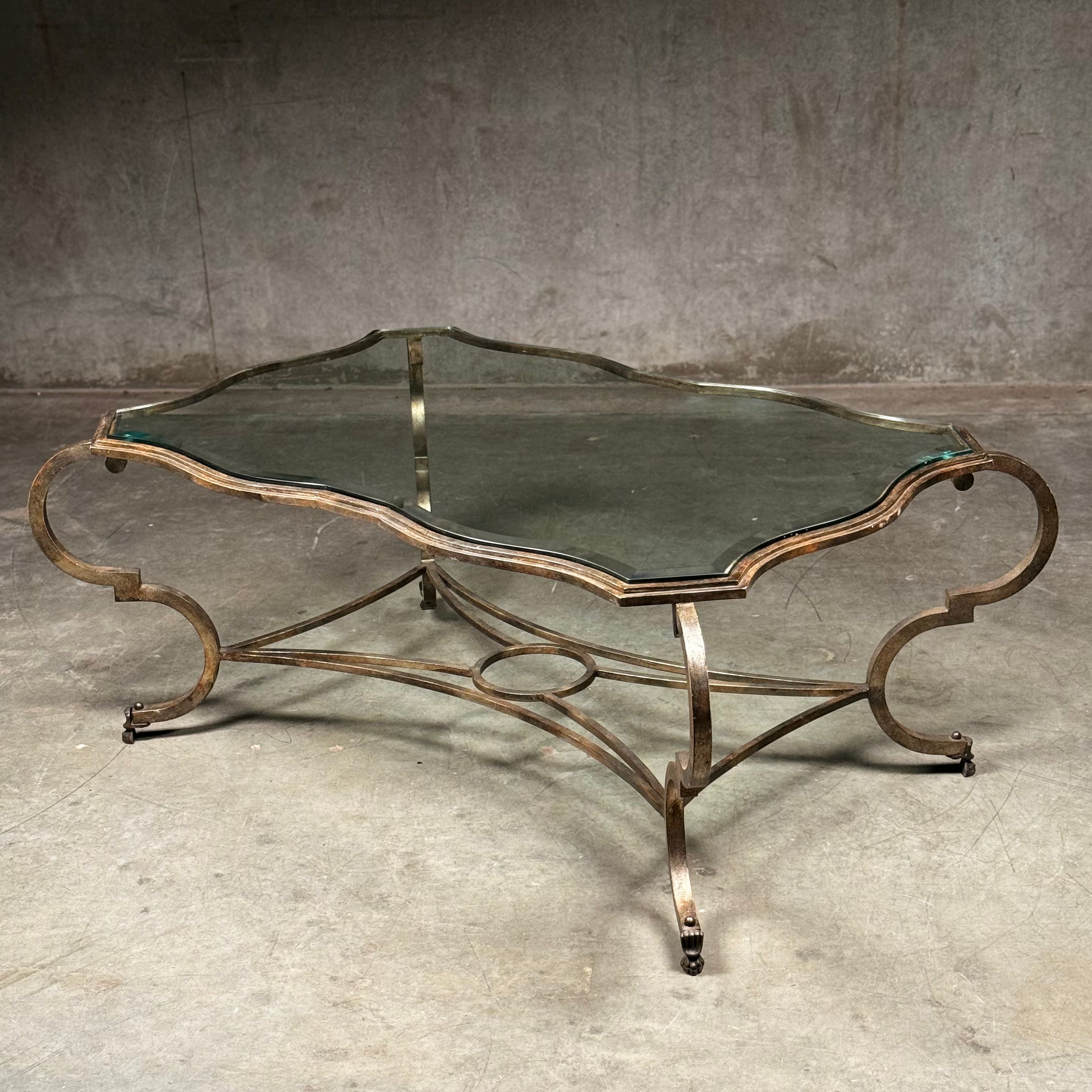 Gilded Wrought Iron & Glass Coffee Table