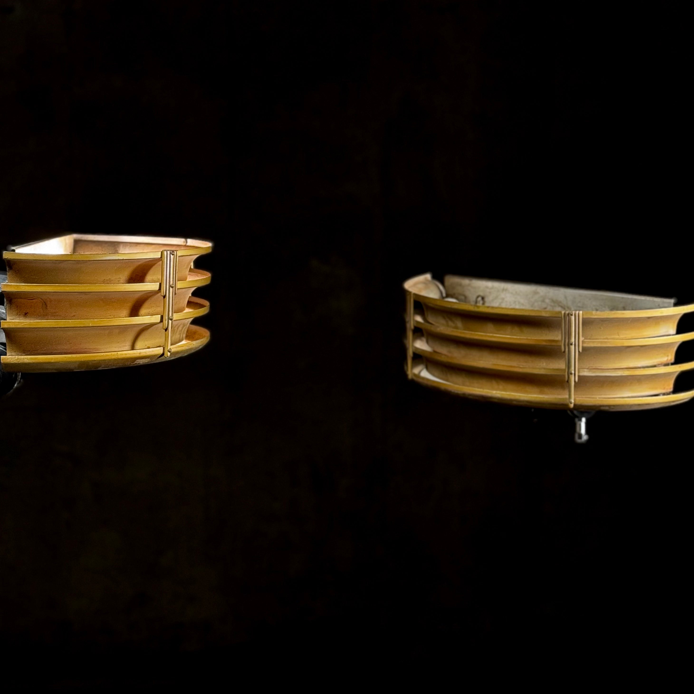 1950 Theatre Brass Wall Sconces Louvered