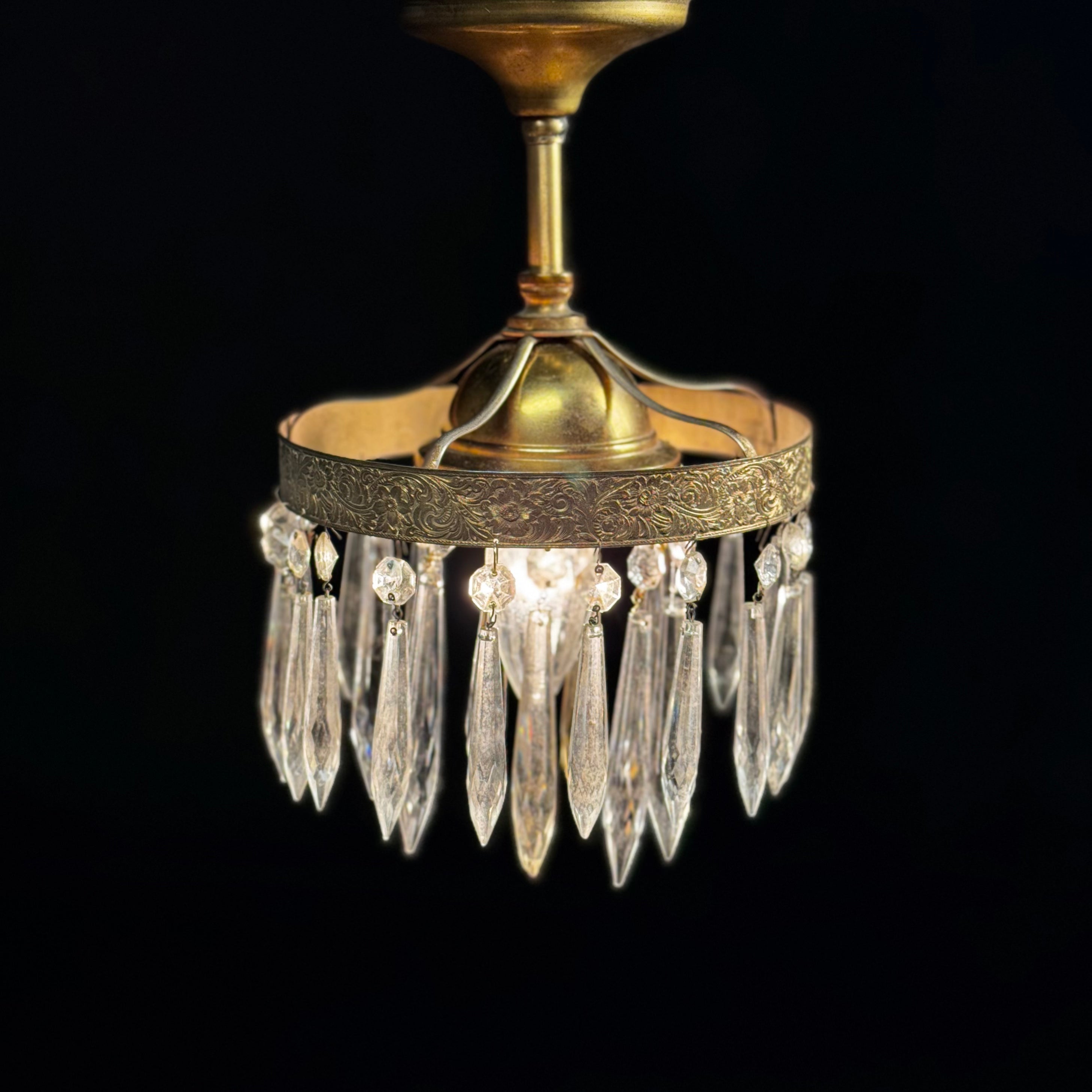 1930 Crystal Brass Petite Chandelier