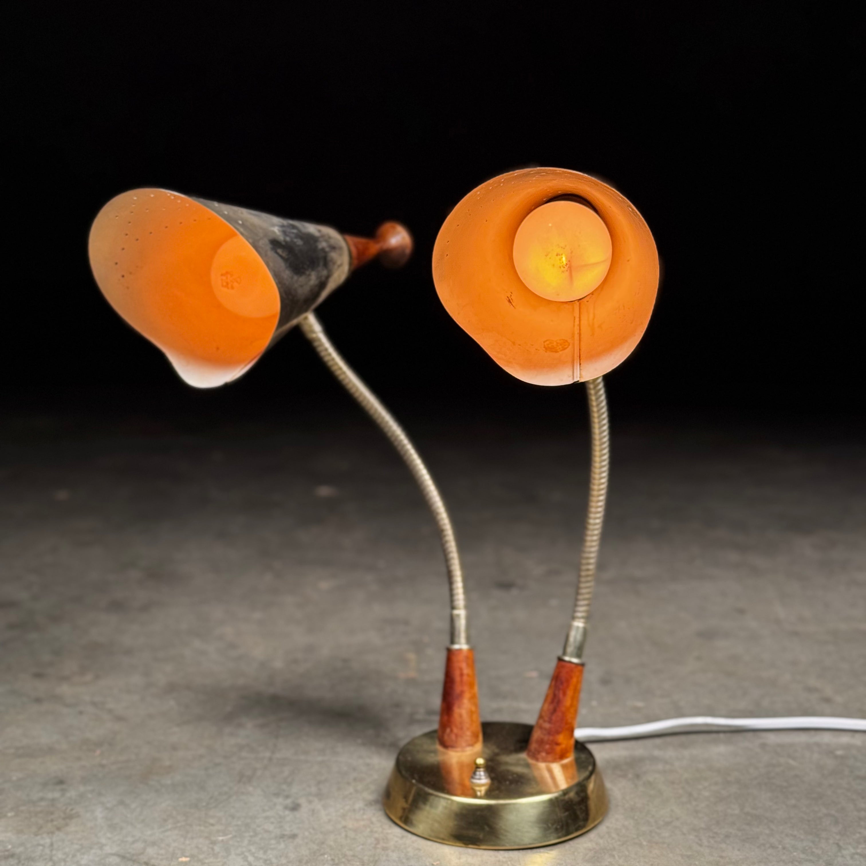 Mid-Century Modern Double Headed Gooseneck Desk Lamp