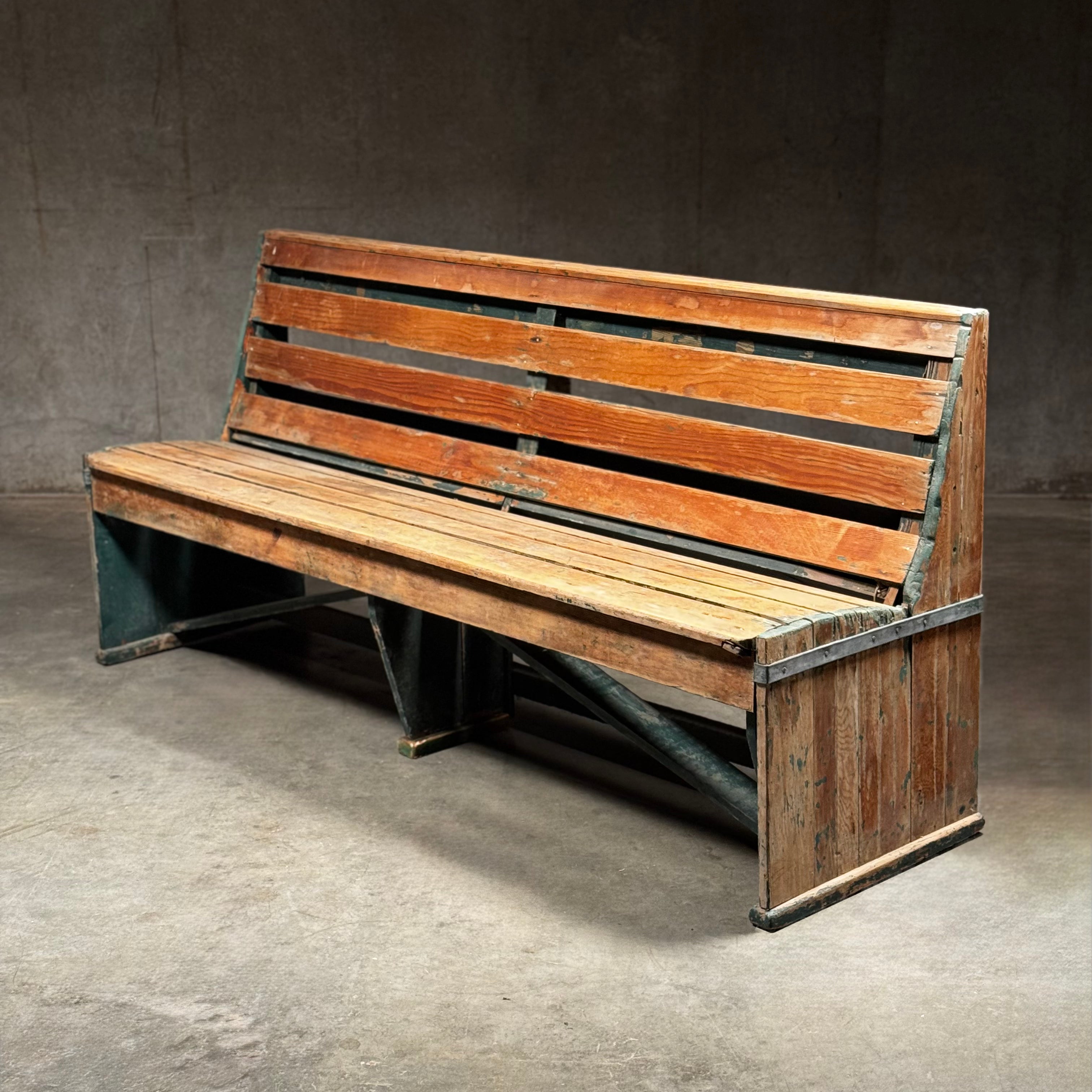 1920 wooden train station Bench