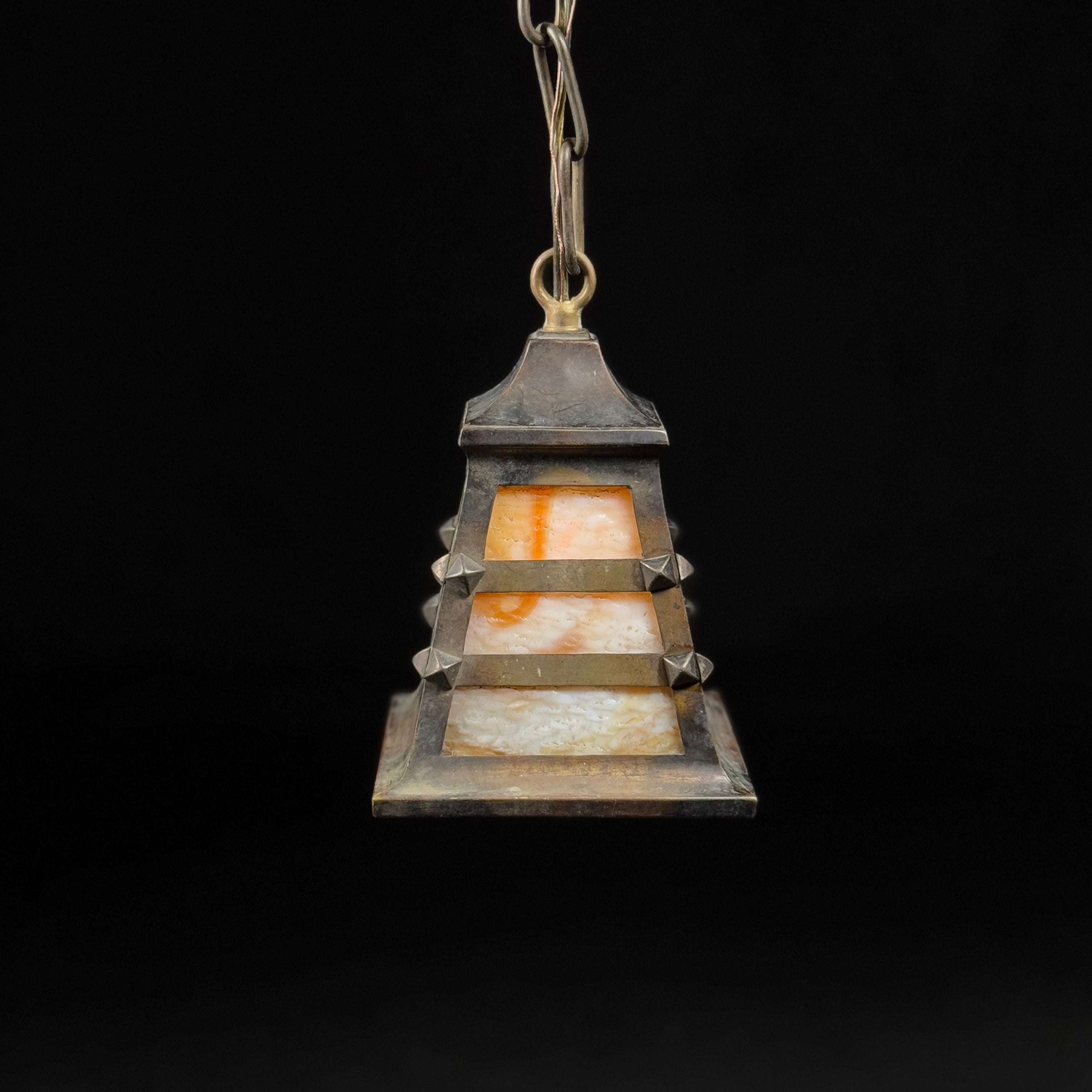 1930 Arts & Crafts Brass Pendant Light