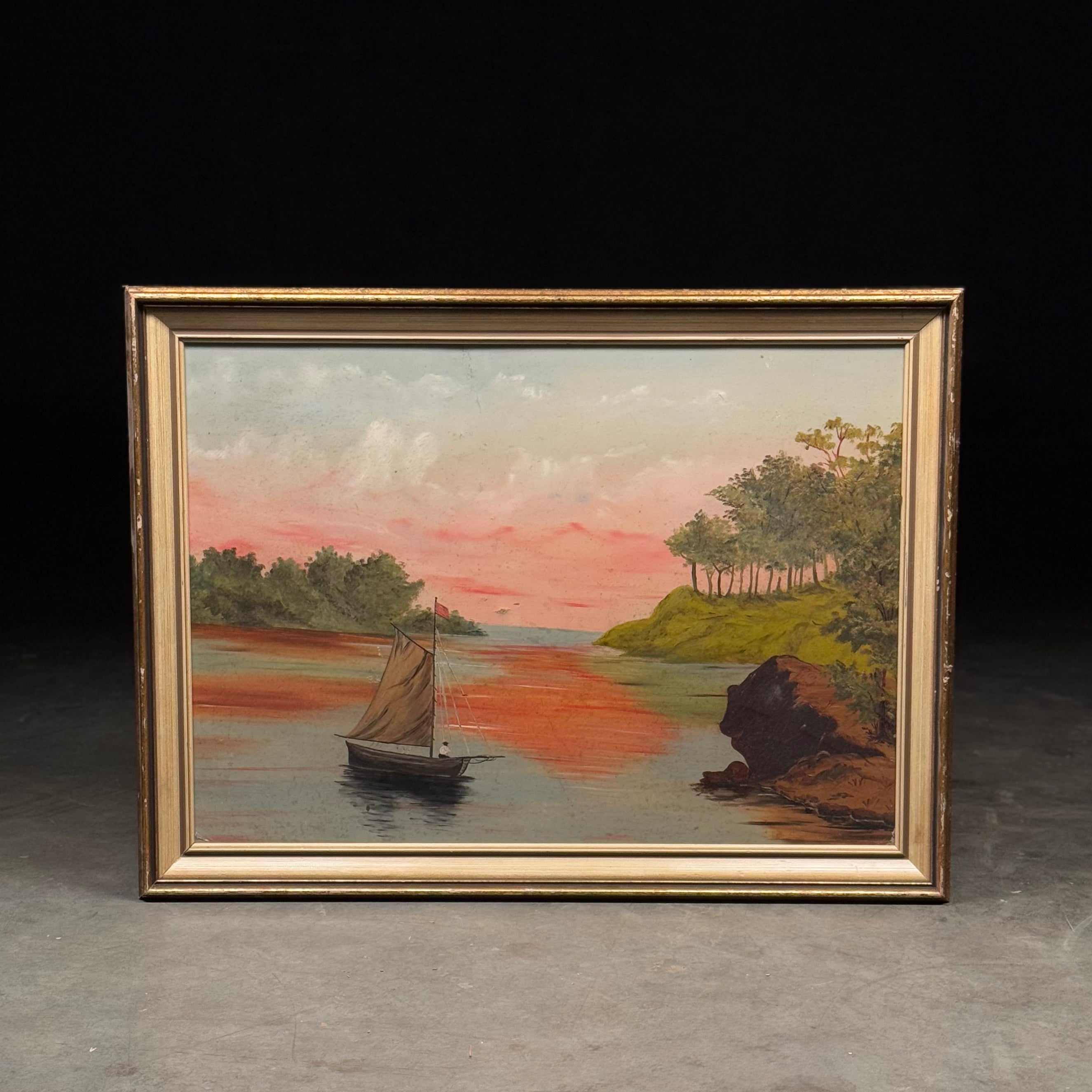 1900's Art Oil Board Painting