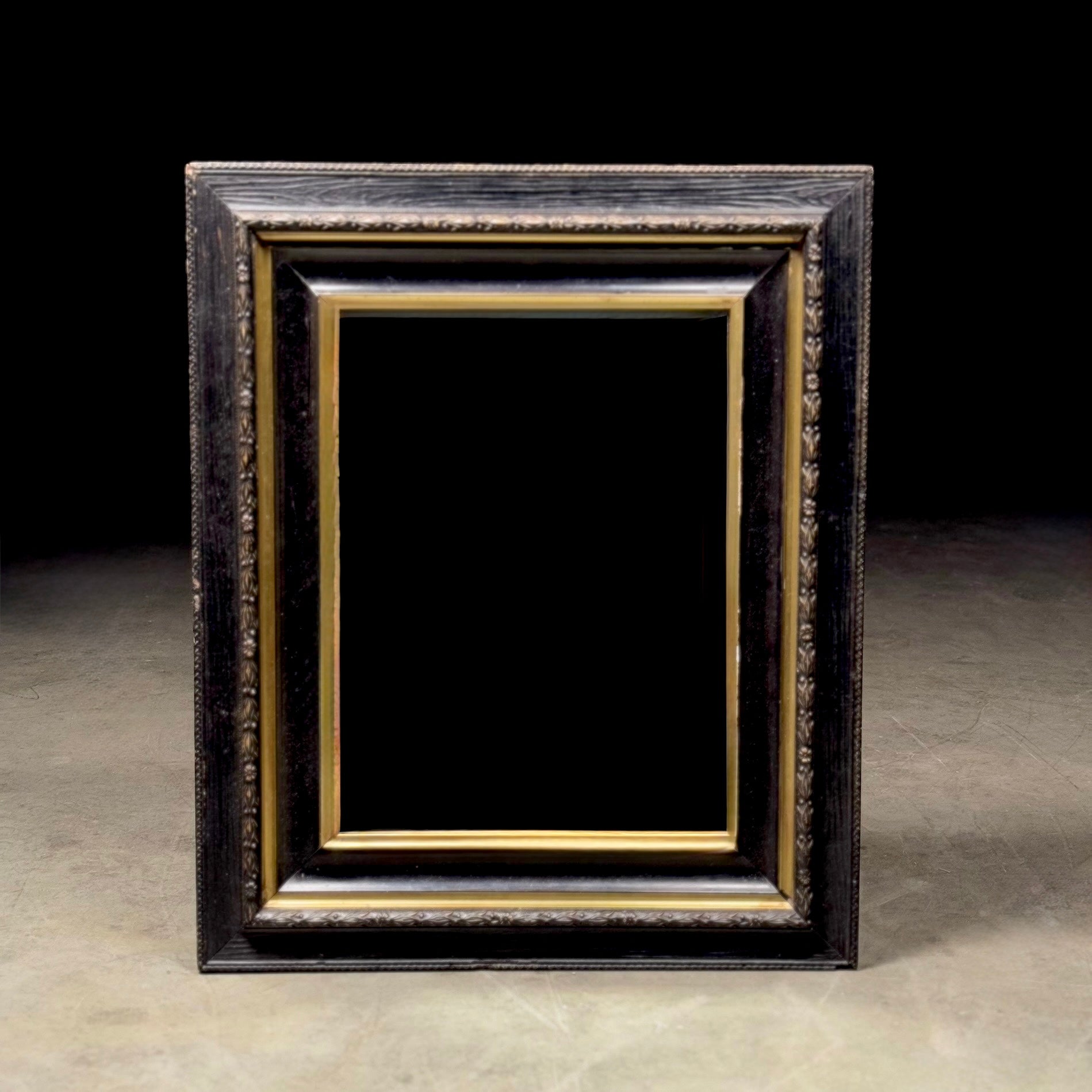 1920 Antique Ebonized Wall Mirror