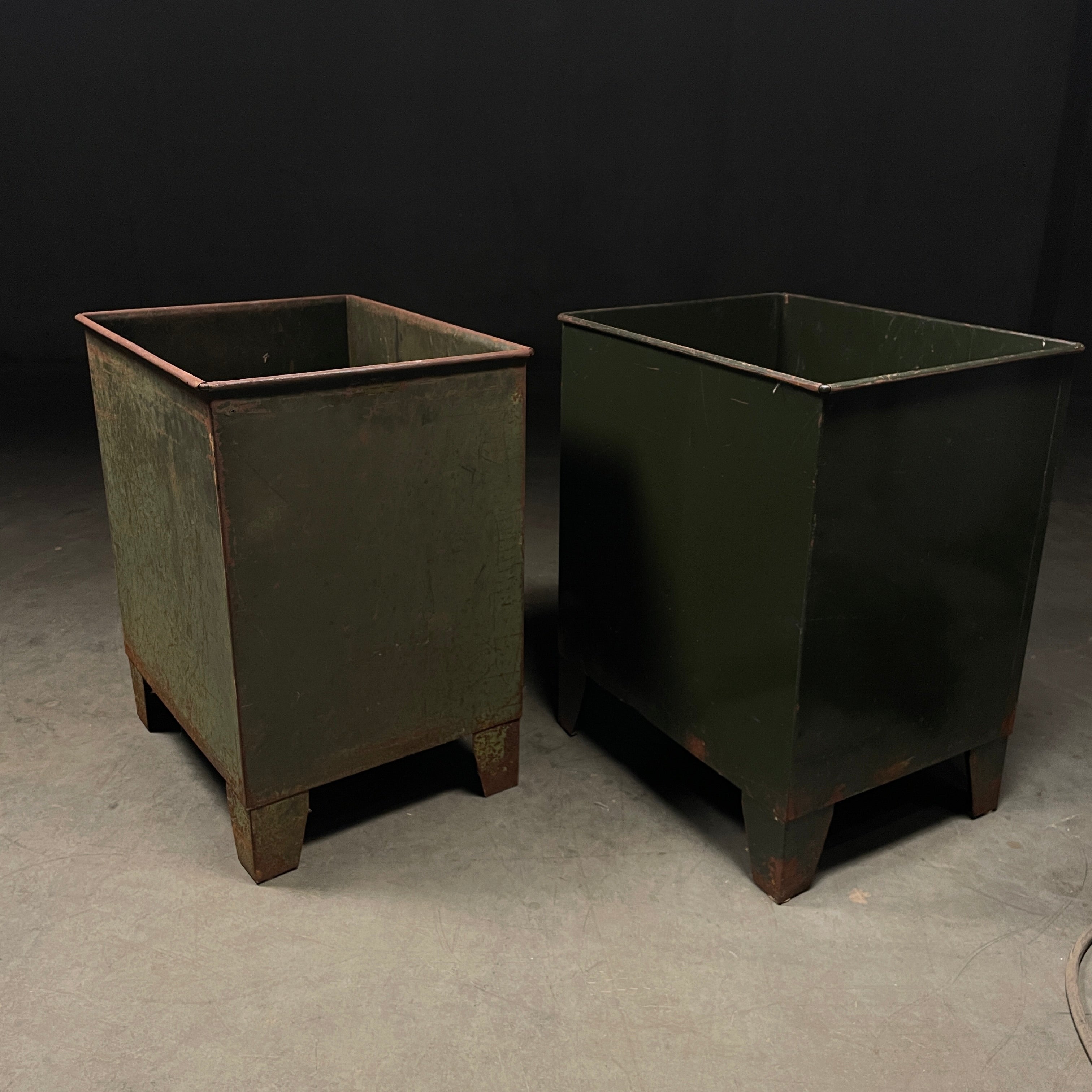 Pair of Large Planters with Original Green Paint