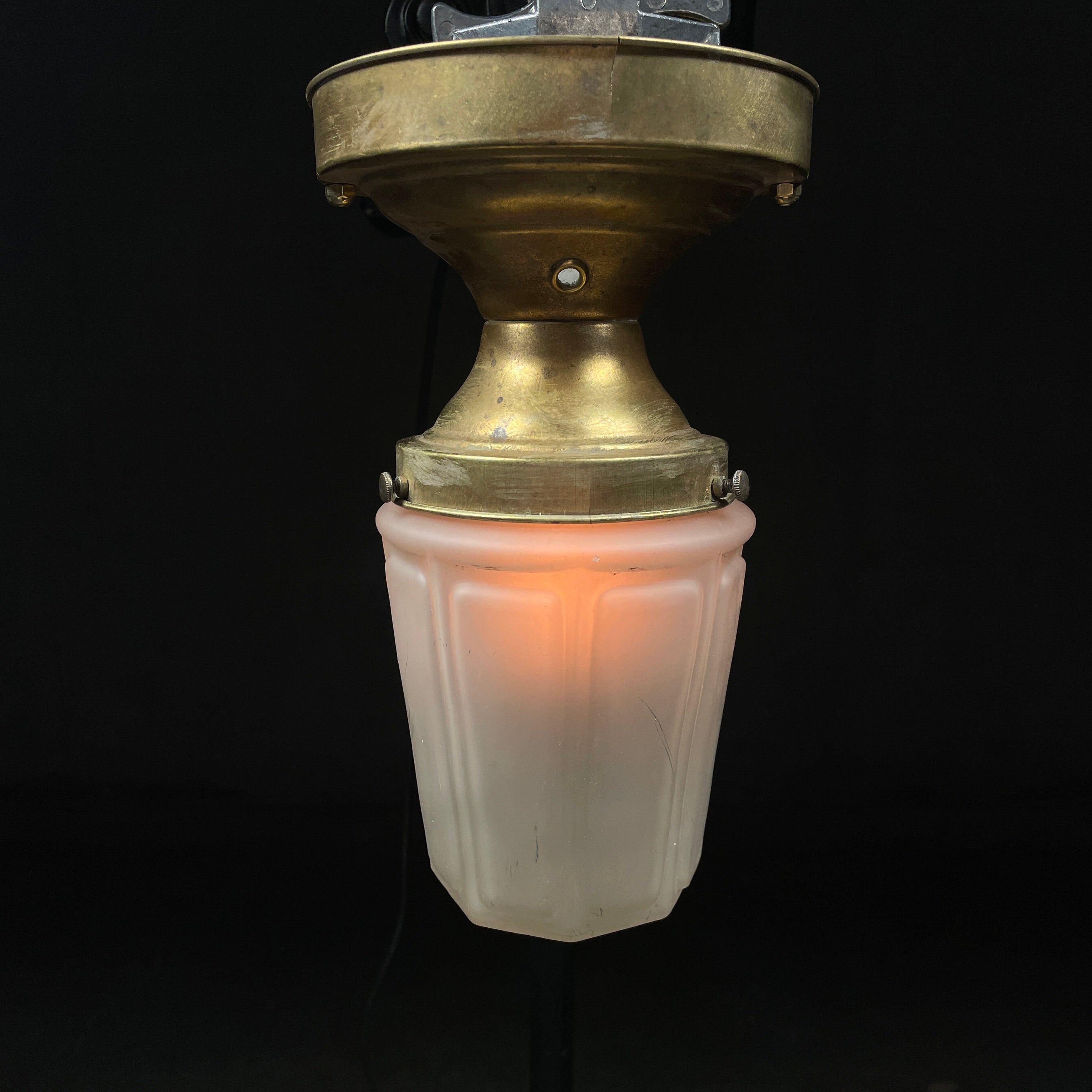 1910 Brass Flushmount with Frosted Glass Shade