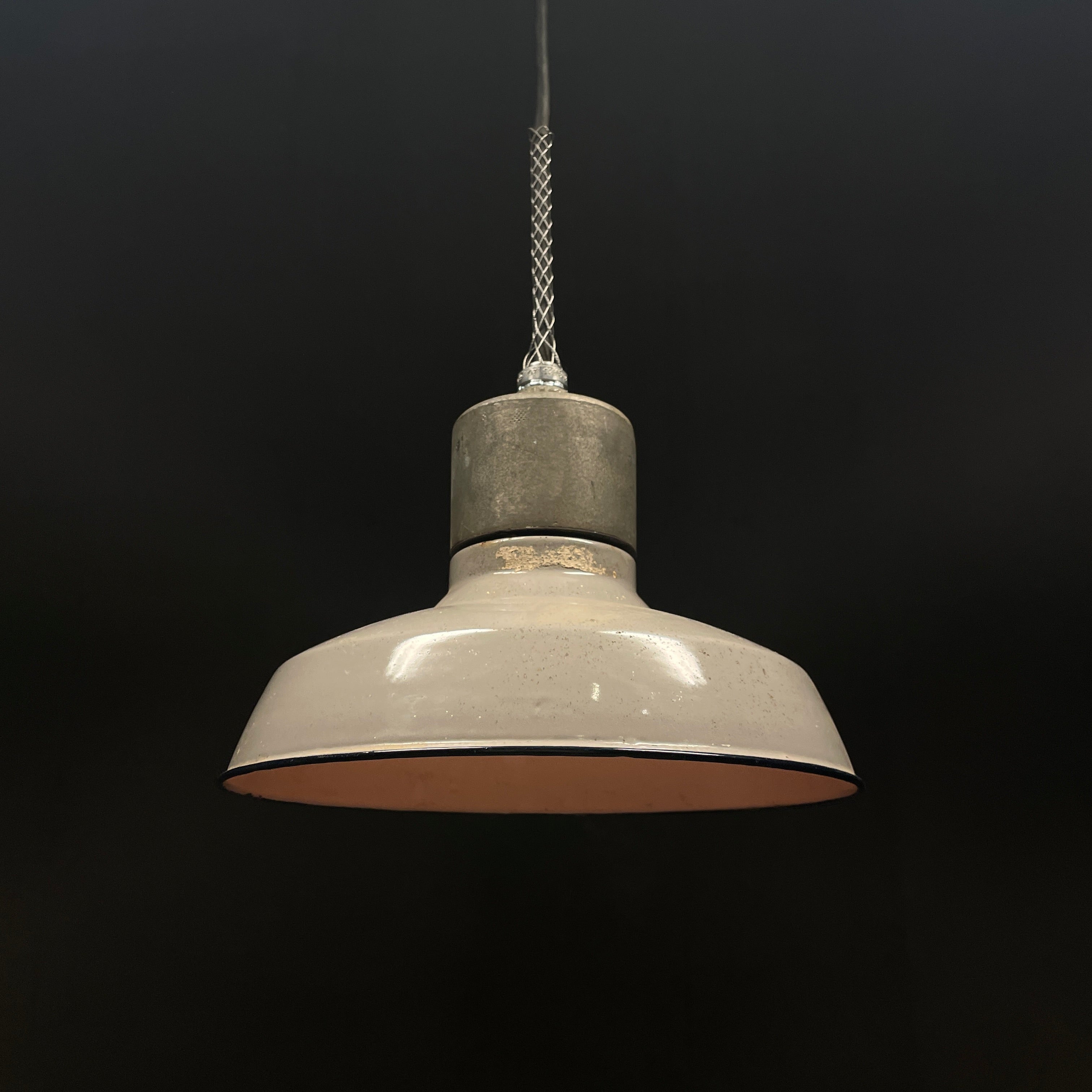 1920 Grey Enamel Industrial Pendant