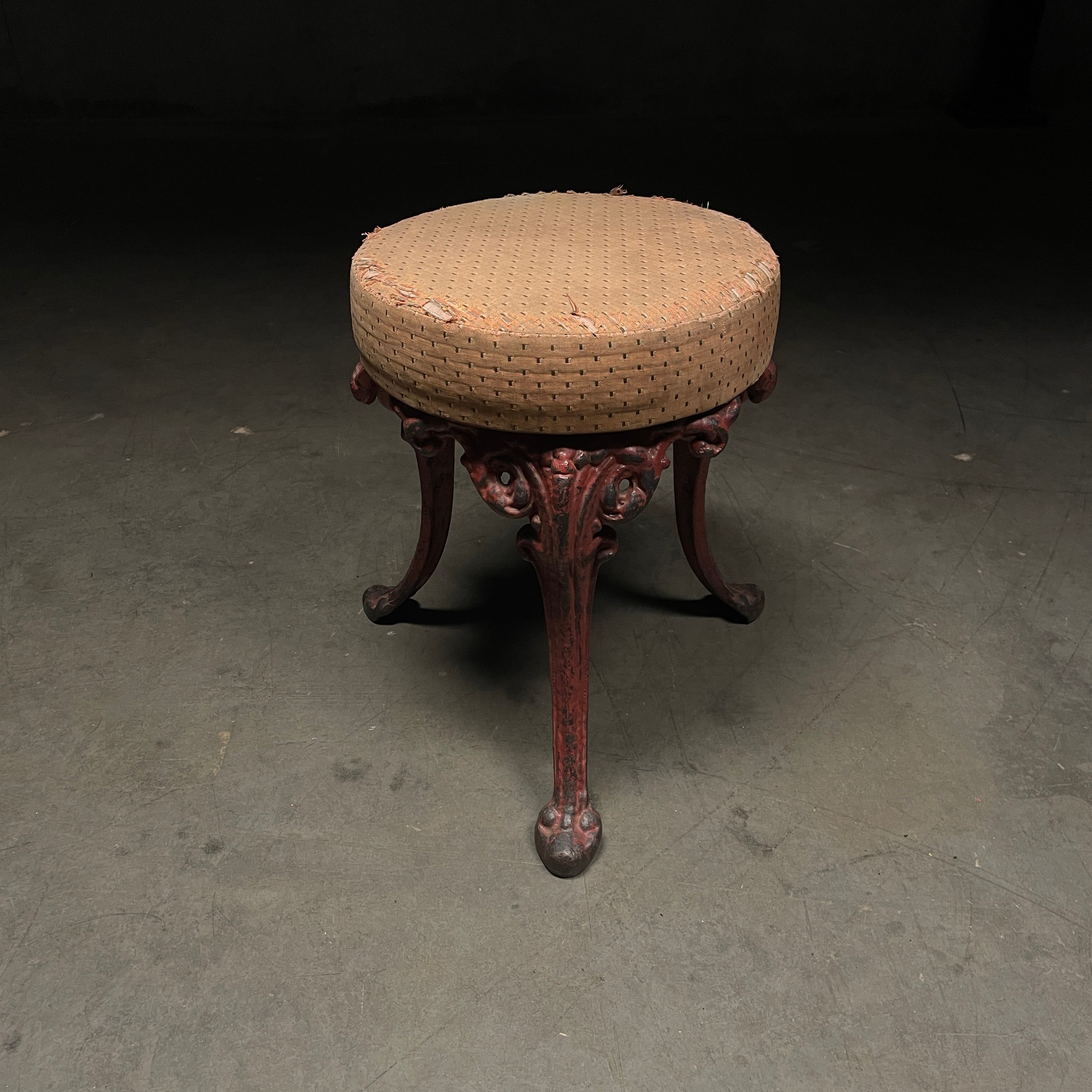 19th century Small Stool with Cast Iron Base