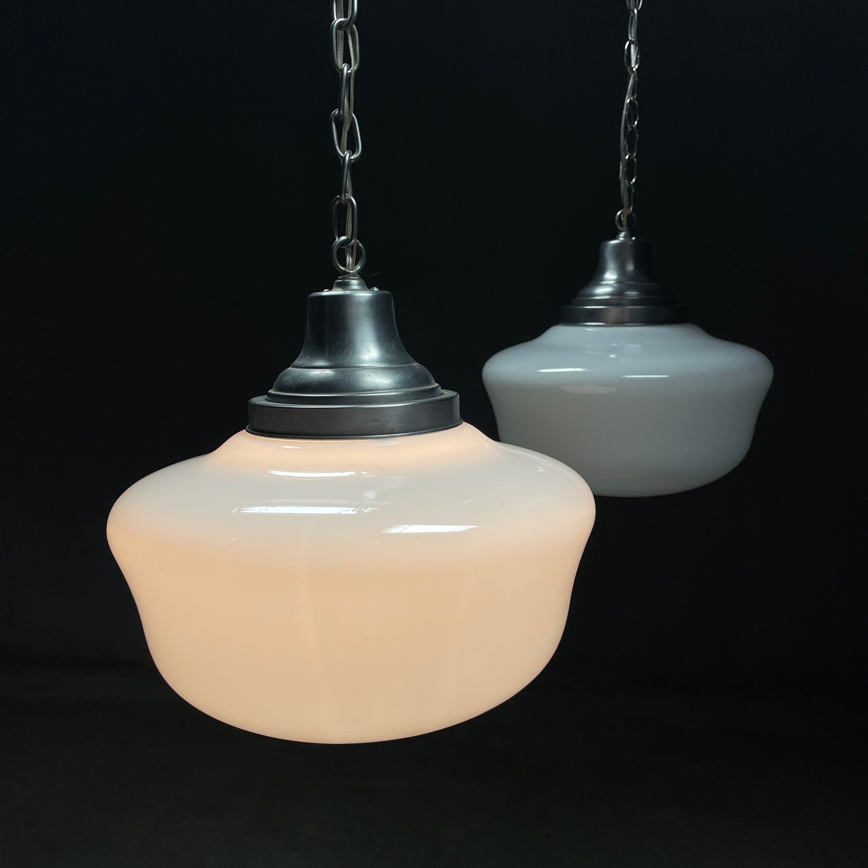 Pair of 1920 Schoolhouse Style Pendant lights