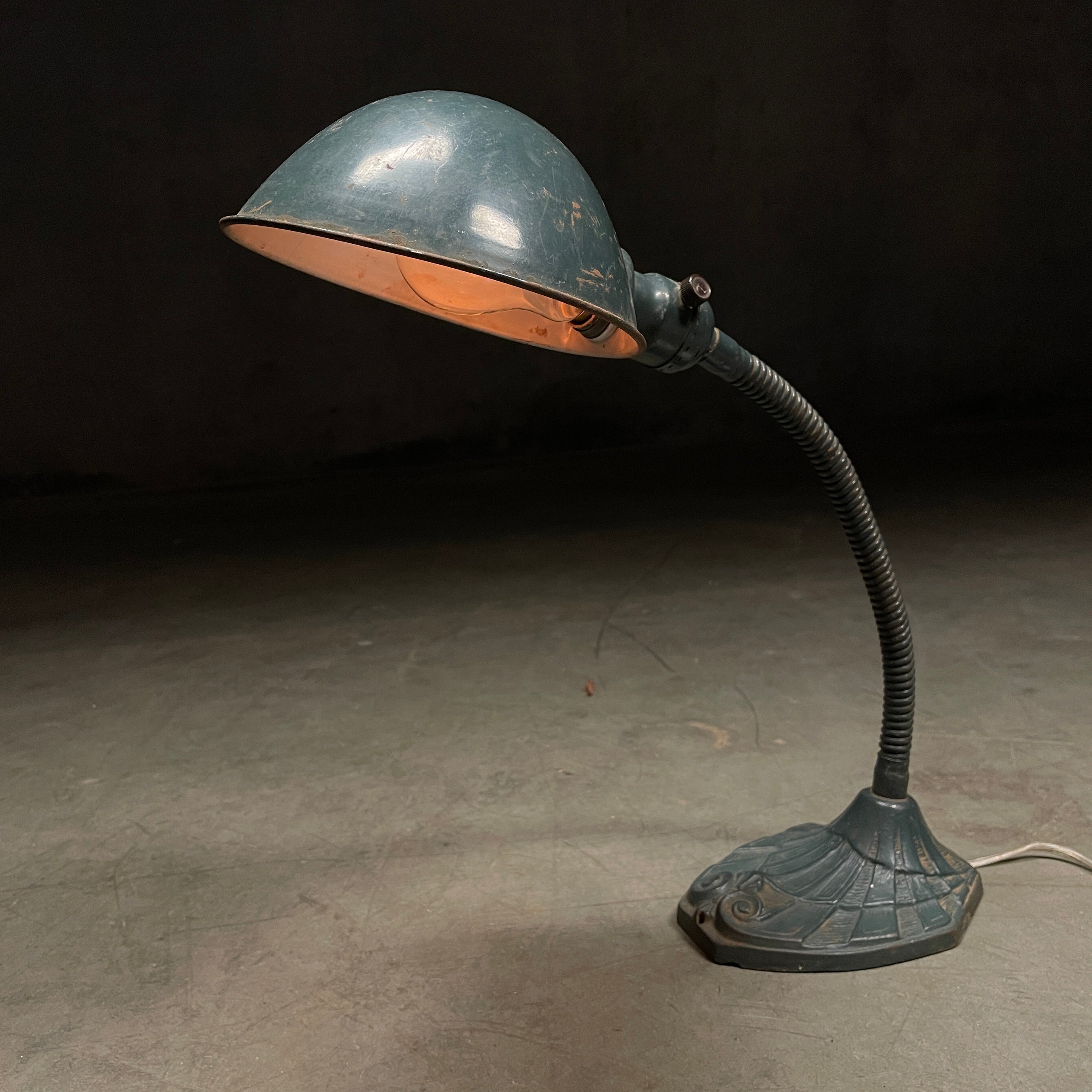 1920 Green Goose Neck Lamp