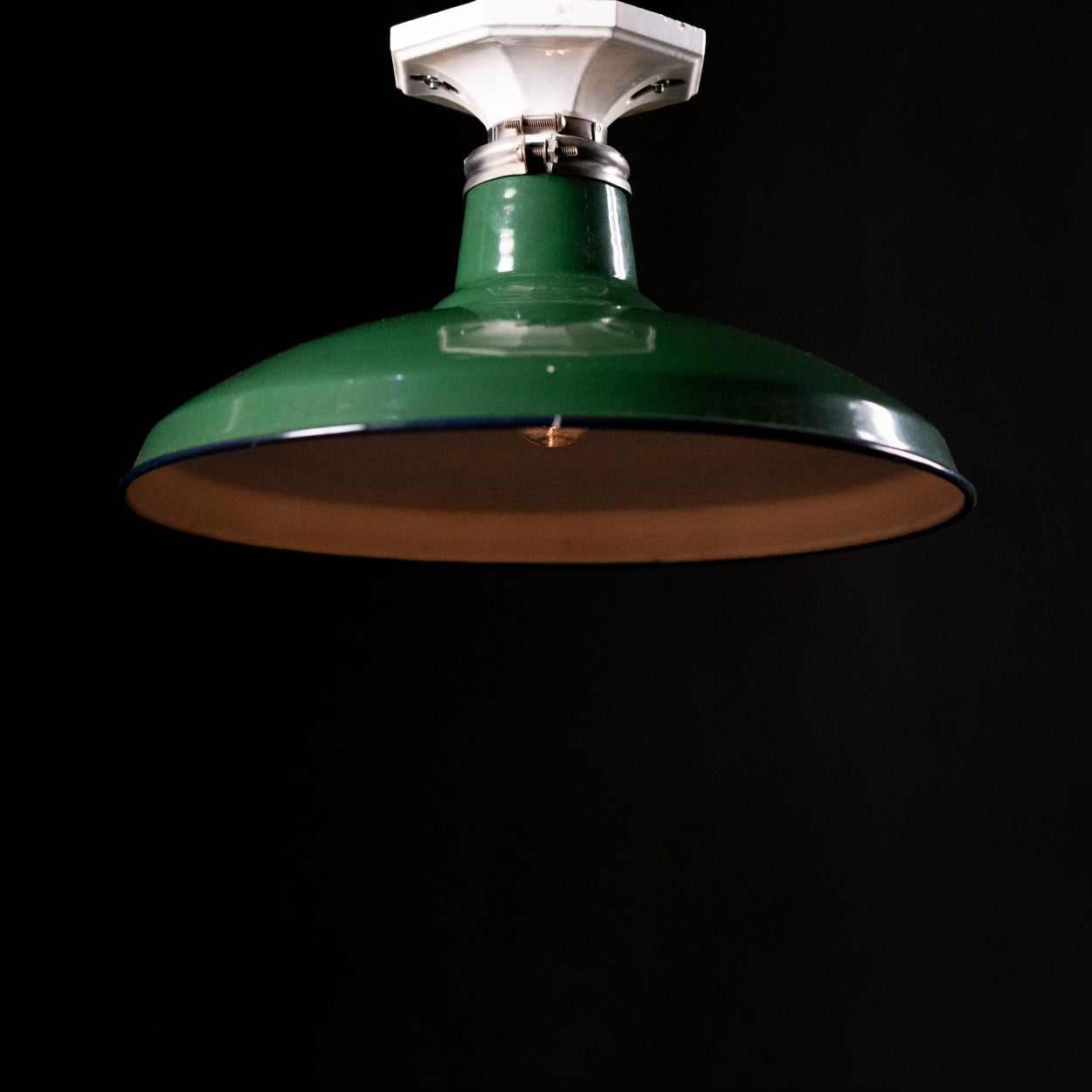 1920 Benjamin Enamel Flush Mount Industrial Lights