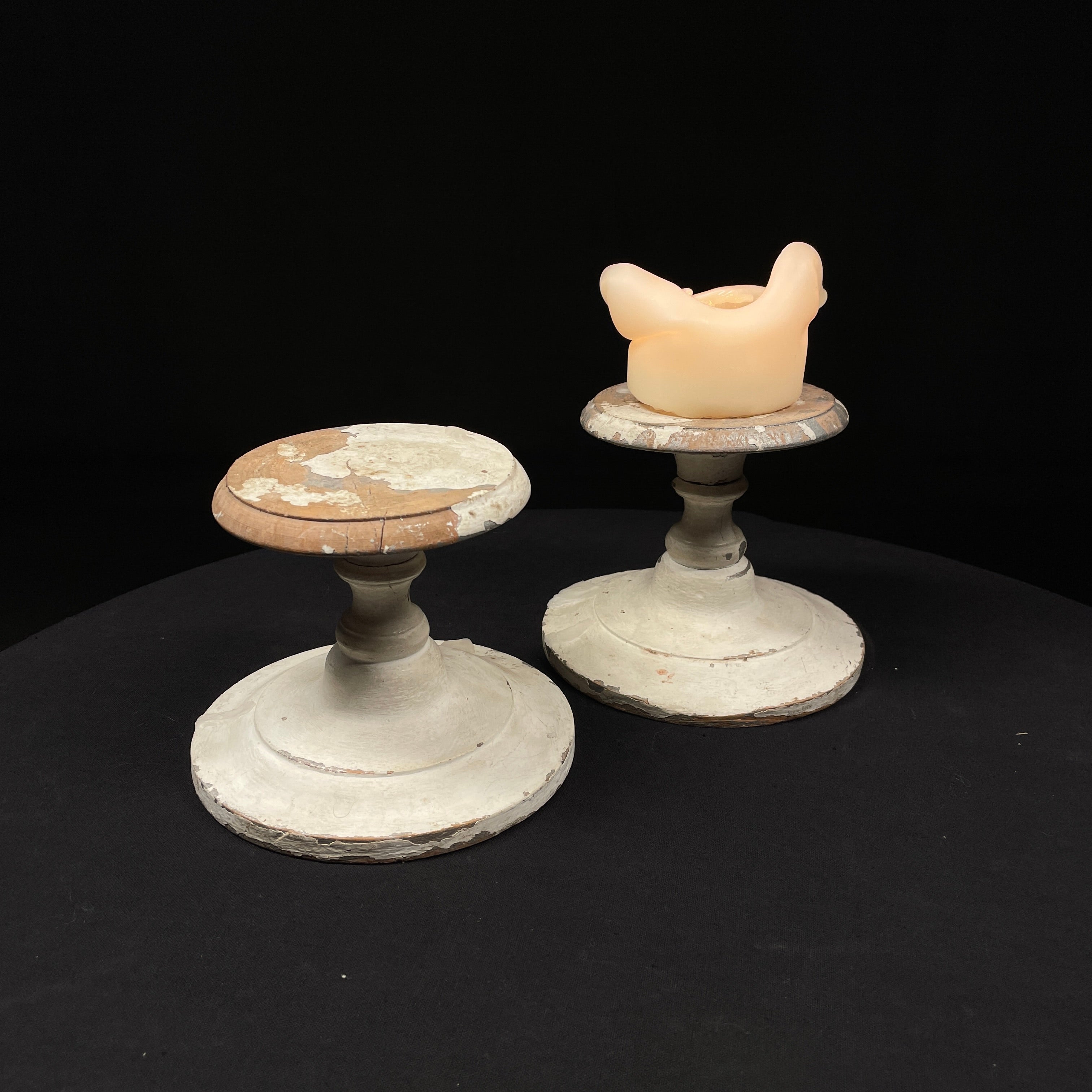 1920 Wooden Spun Church Candle Holders