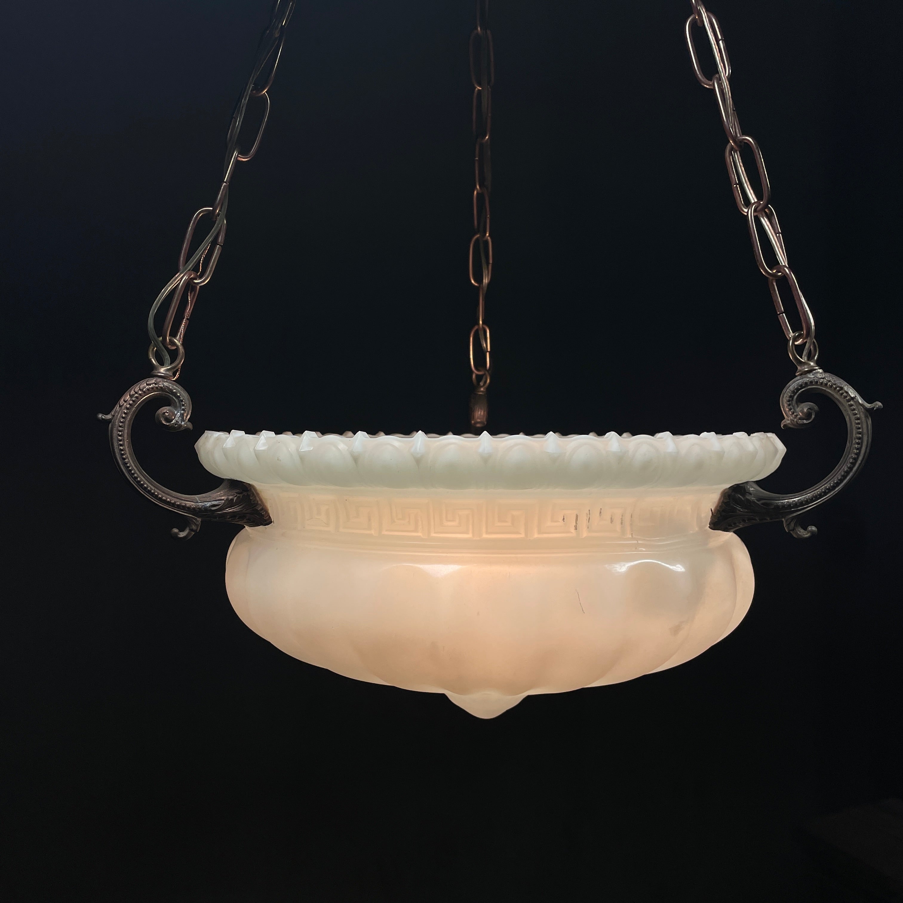 1920 Antique Neoclassical Inverted Dome pendant Light