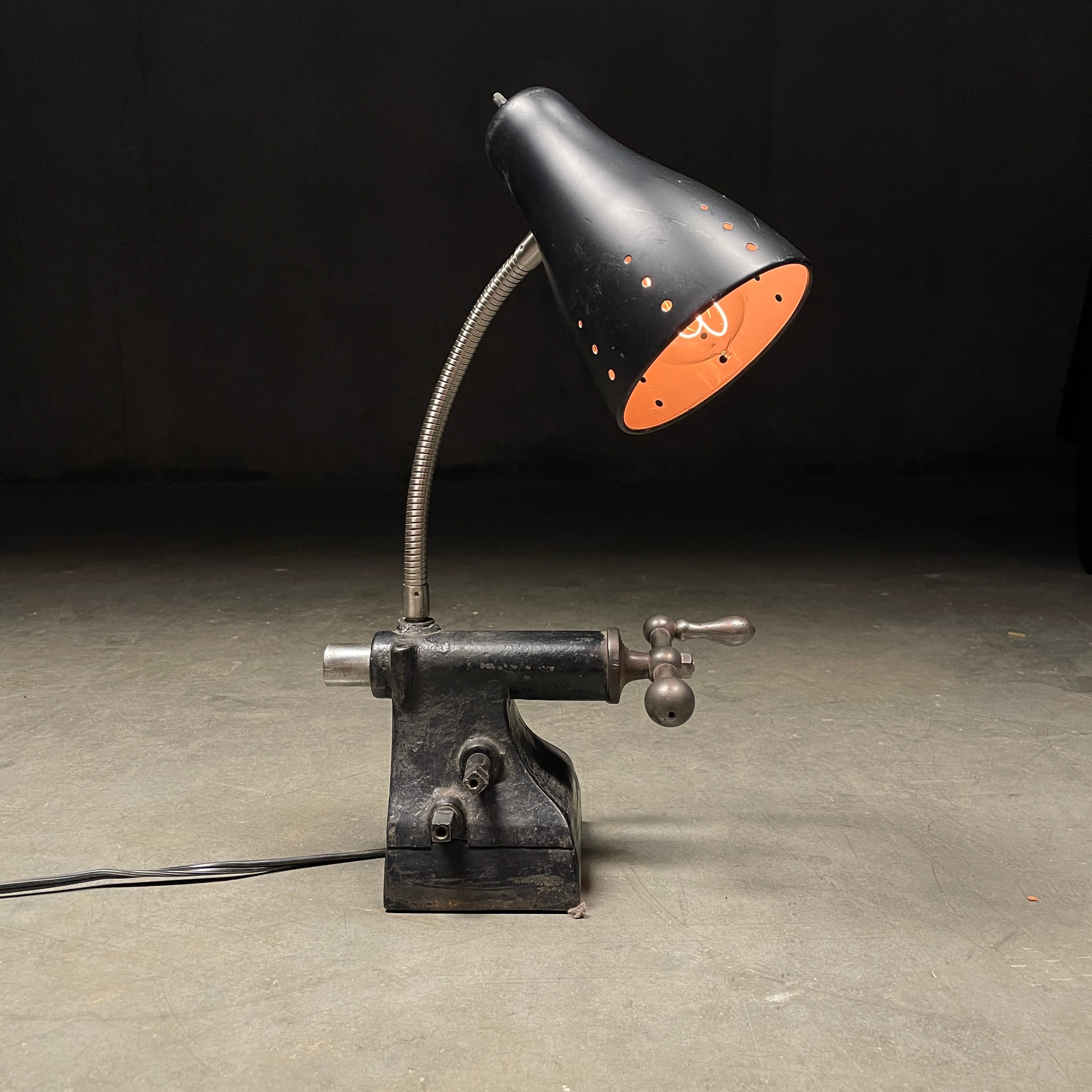 Industrial Goose Neck Lamp on a Vice