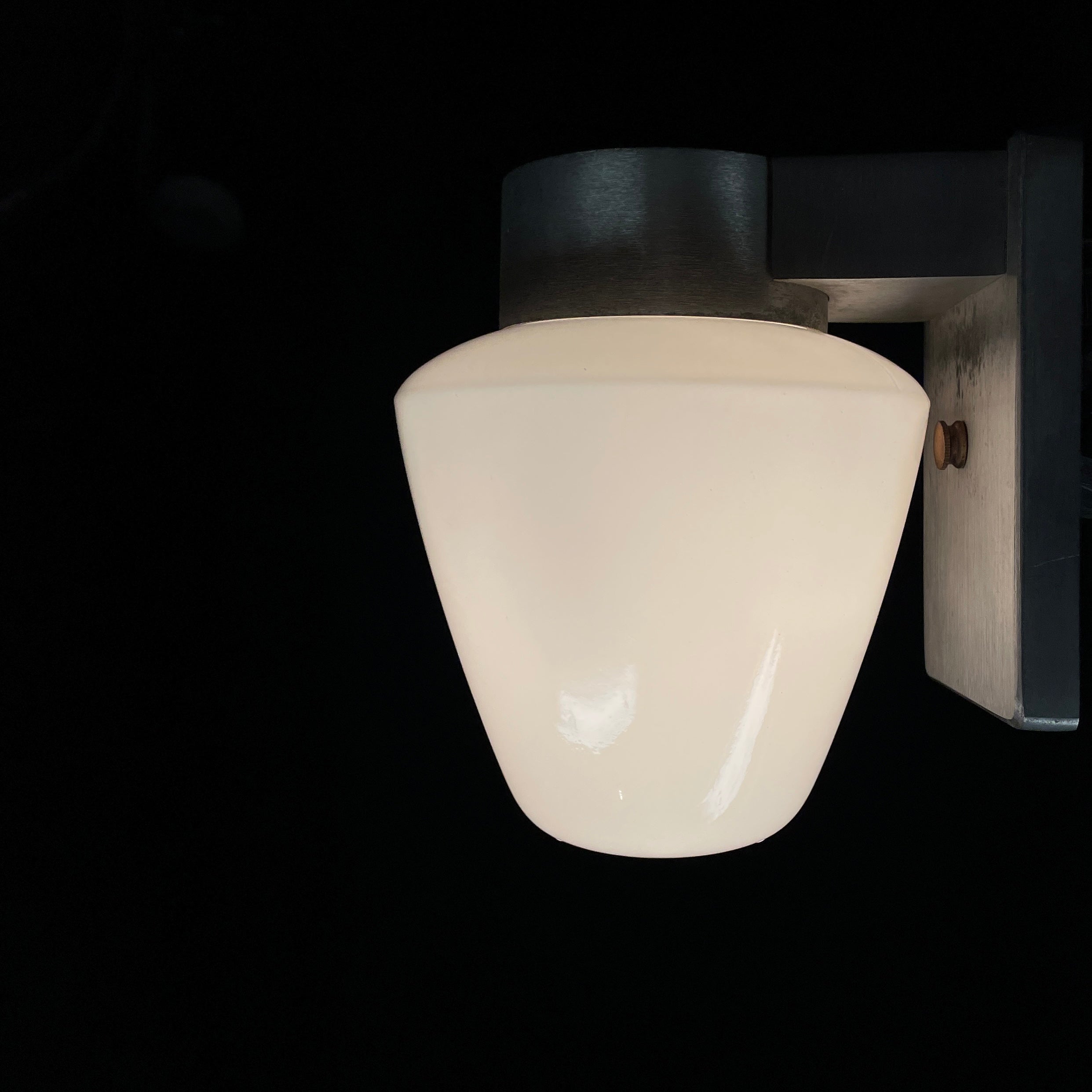 Mid Century Modern Single Wall Sconce with Milk Glass Shade