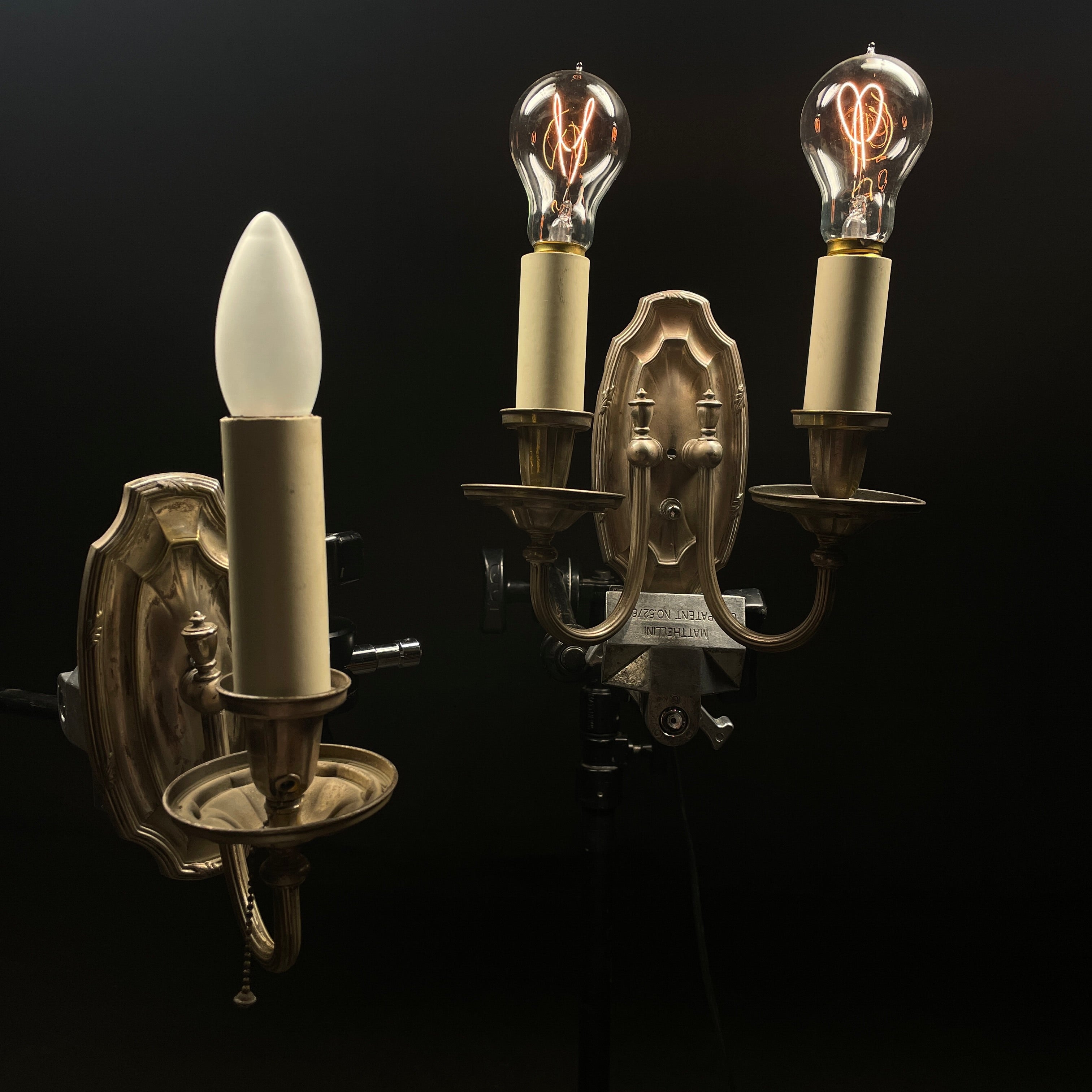 Vintage Silver Plated Brass Sconces