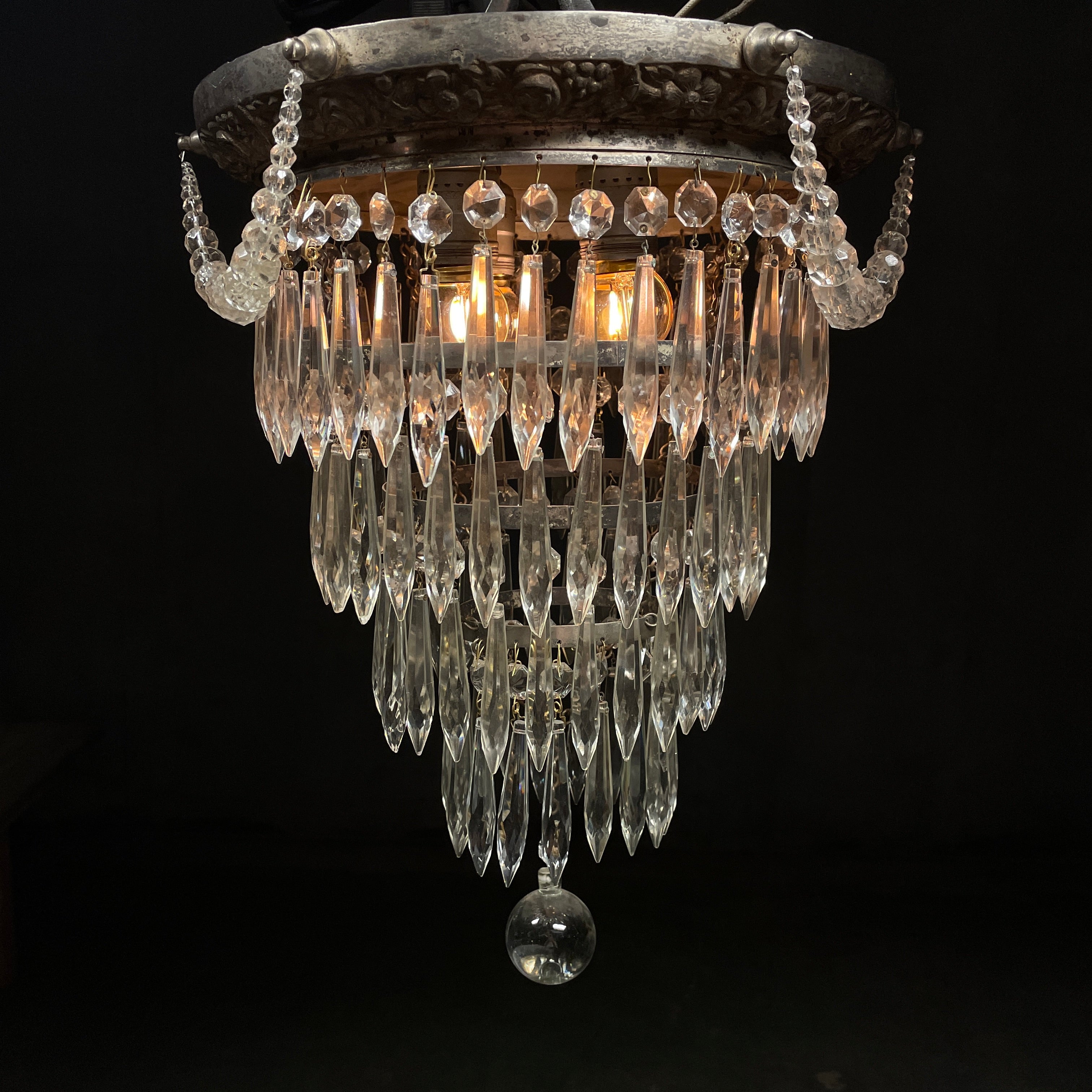 Circa 1910 Wedding Cake Waterfall-Style Chandelier