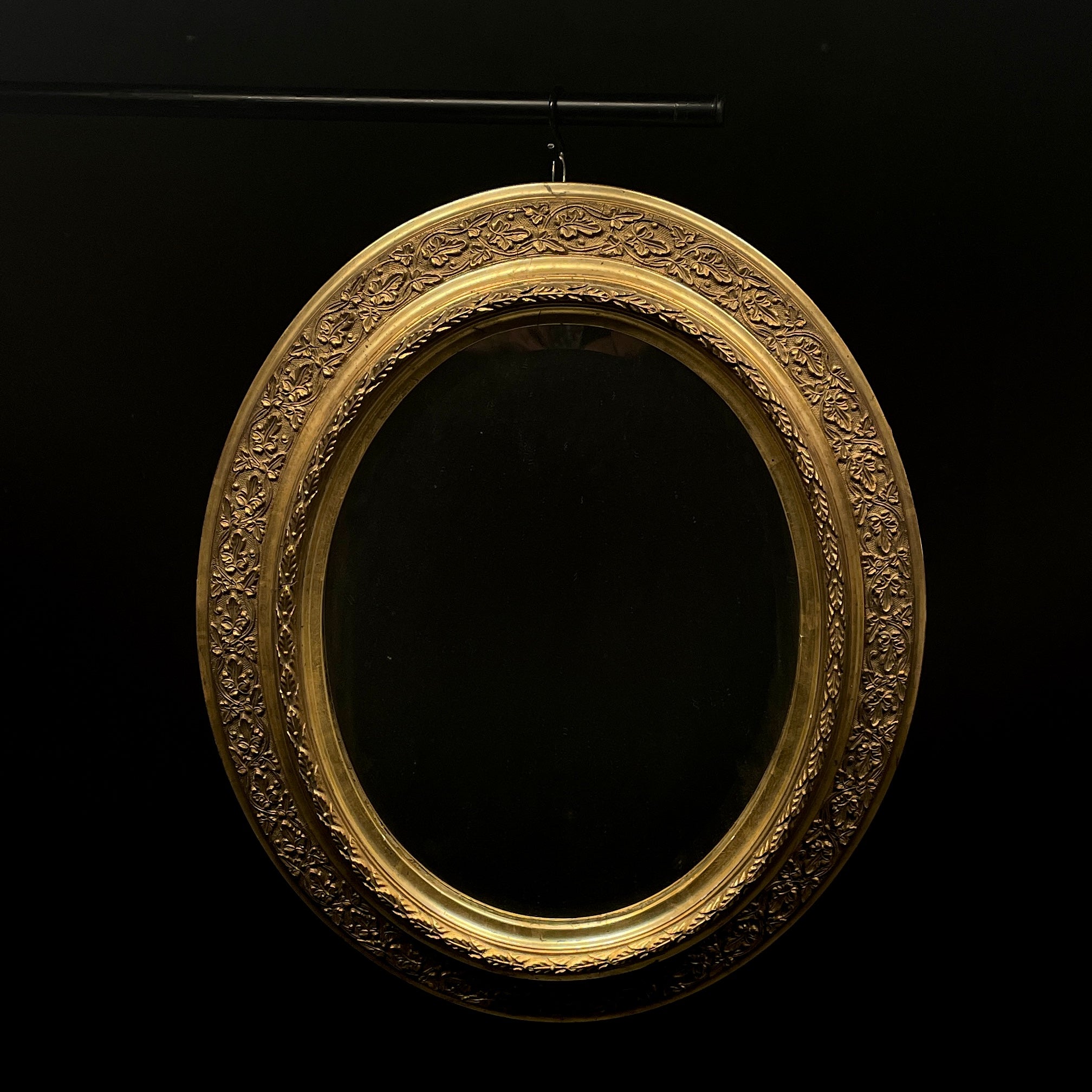 1890 Small Oval Beveled Mirror with Gilded Frame