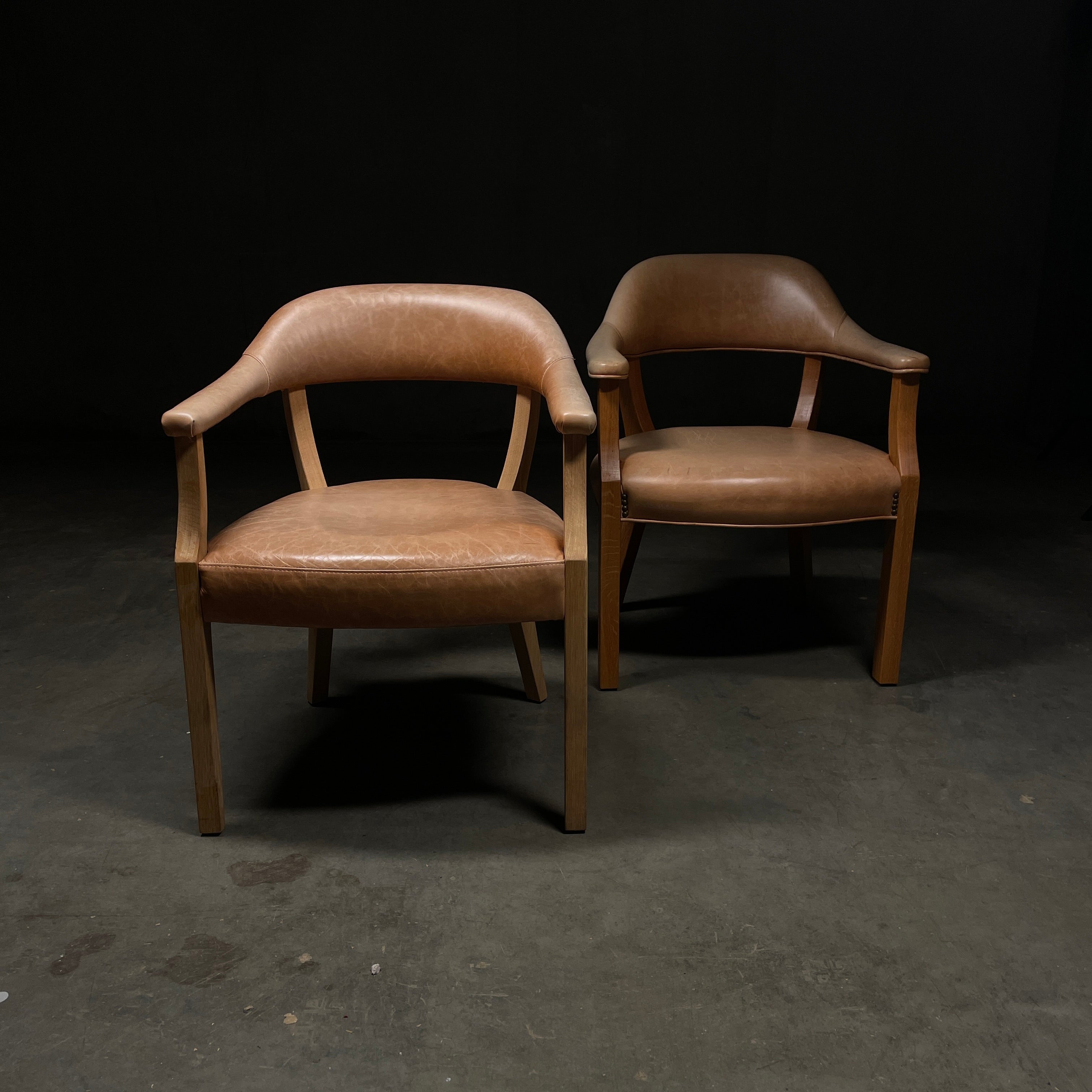 Contemporary Pair of Classic Leather Captains Chairs