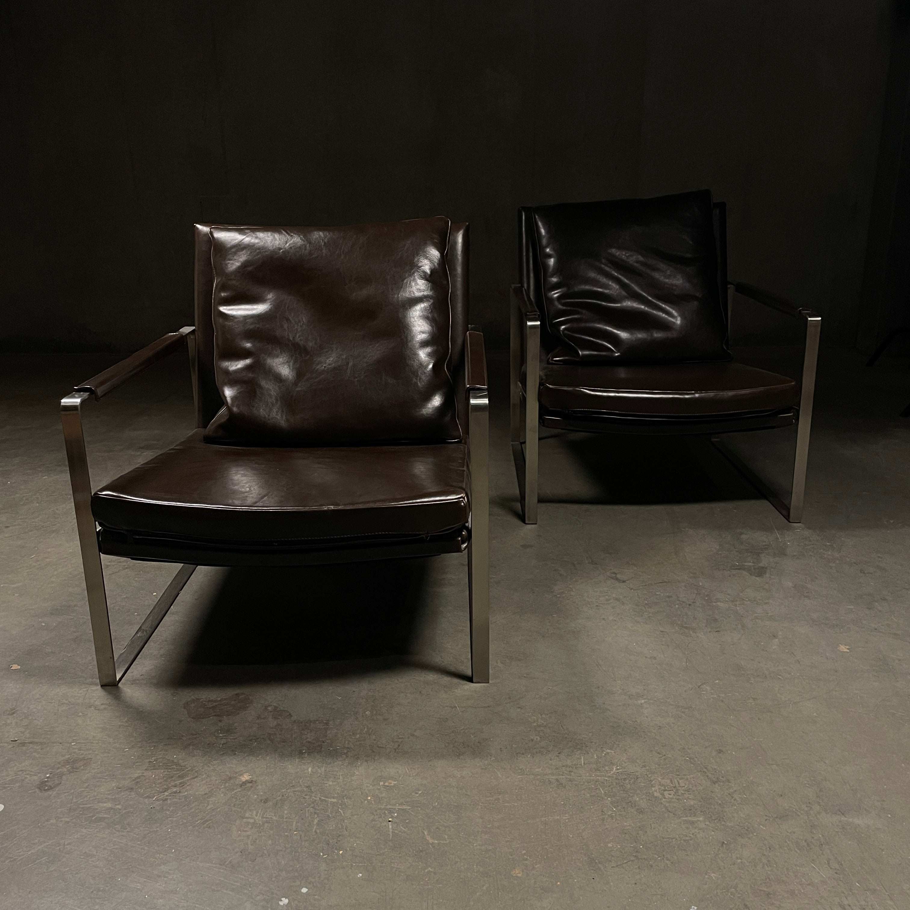Contemporary Zara Brown Leather Chairs