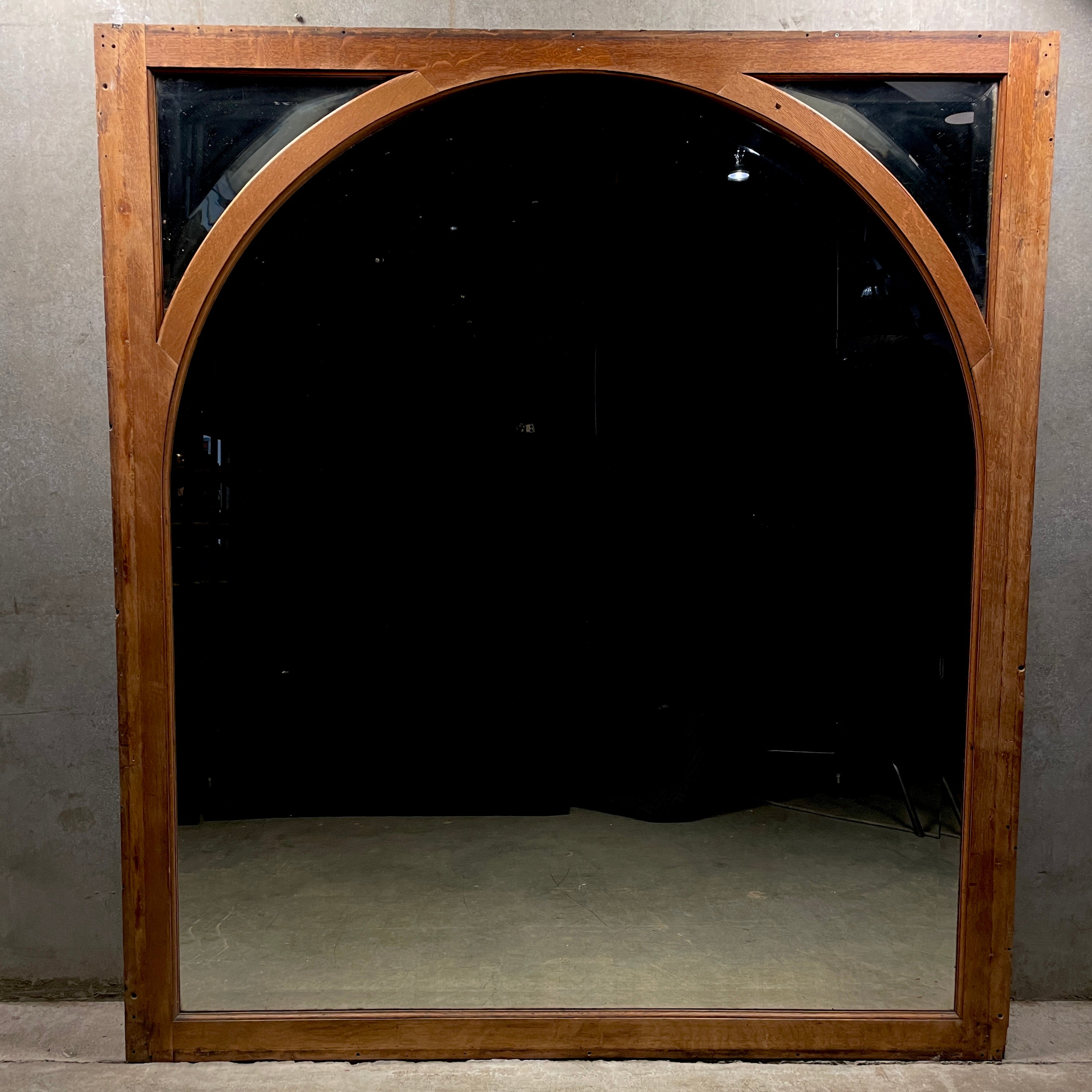 1890 Large Arched Bevelled Mirror