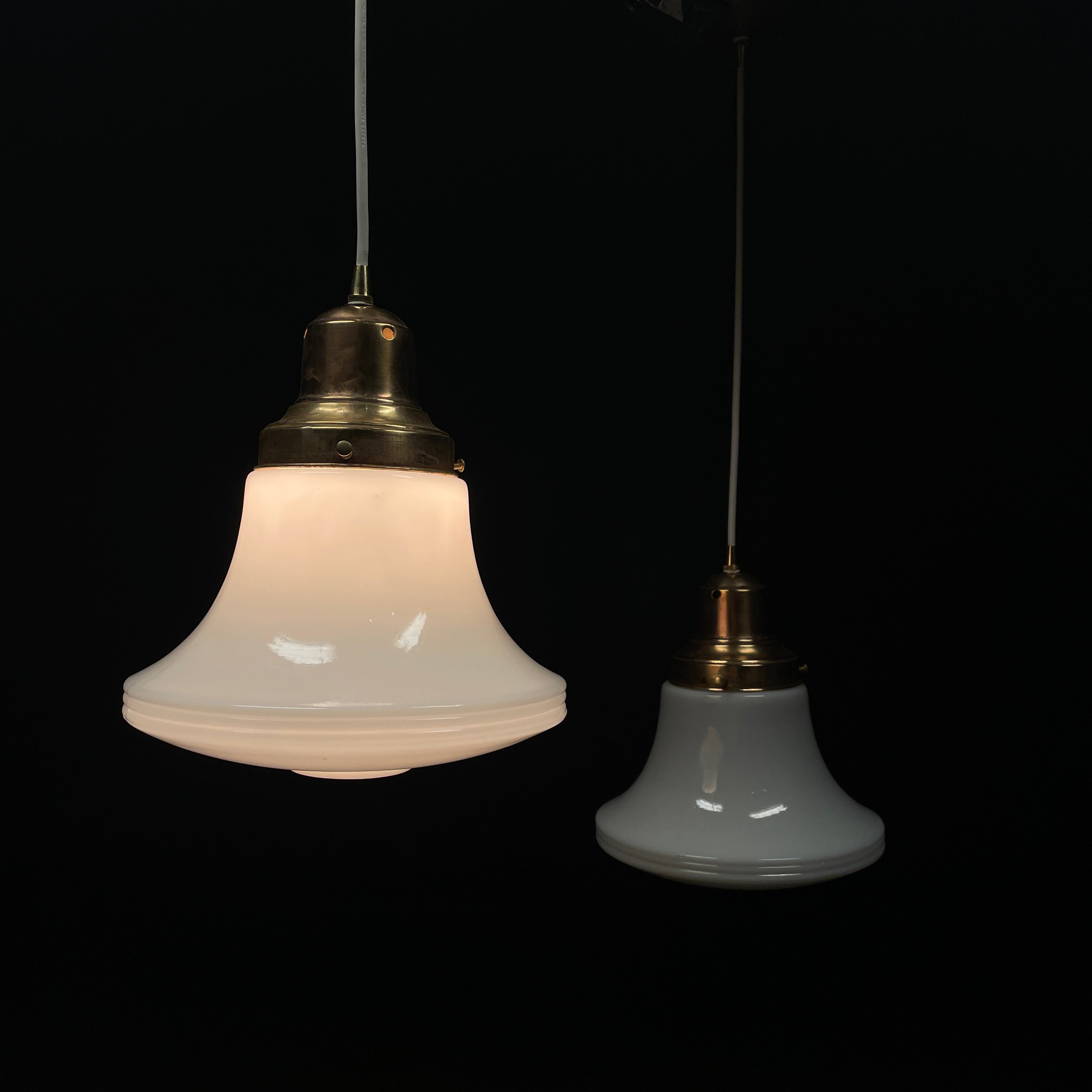 1920 Pair of Brass and Copper Pendant Lights